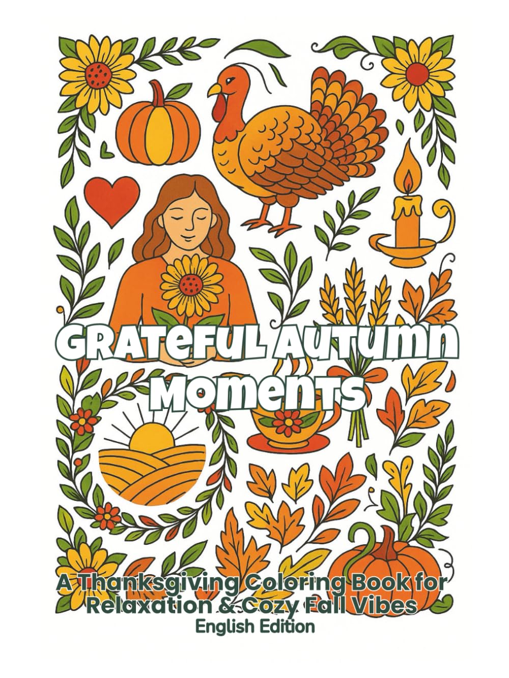 Grateful Autumn Moments (English Edition): Adult Coloring Book with Pumpkins, Fall Leaves, Harvest Scenes & Cozy Thanksgiving Designs (ArtFun Color – Seasonal Inspirations Collection)