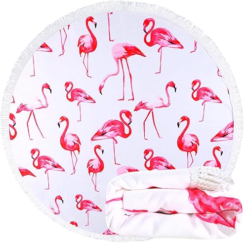 Miniatura 6 de Toalla de playa redonda grande con borlas de microfibra, de secado rápido, sin arena, gruesa toalla de playa blanca, manta de playa, manta de playa