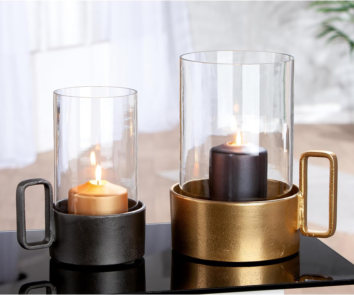 GILDE Antigua Antigua Tea Light Holder Round Gold Height 26 cm x Width 24 cm for Tea Light or Pillar Candle