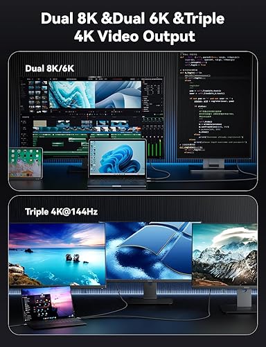 Miniatura 4 de Cable USB 4 V2 de 80 Gbps para Thunderbolt 4 de 3.3 pies, PD 3.1 240 W, cable de transferencia de datos USB C de carga rápida, monitor de video dual