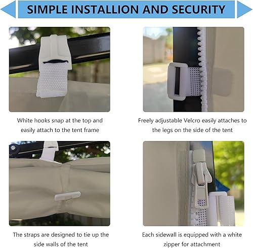 Miniatura 10 de Paredes laterales de tienda de campaña instantáneas para toldo desplegable de 10 x 10, toldo impermeable al aire libre y protección UV, 1 paquete de