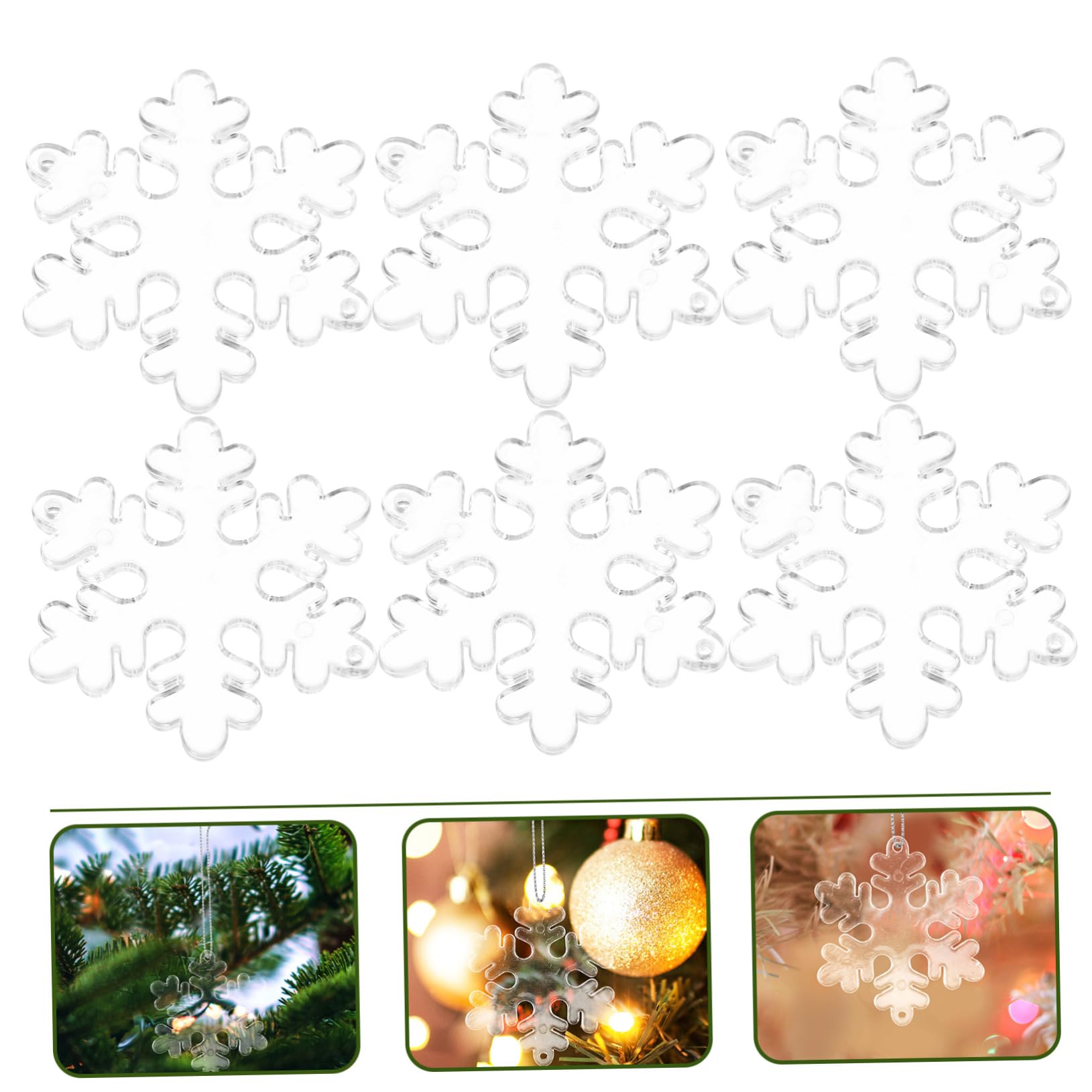 Alipis 500 Pièces Flocon De Neige Transparent Pendentifs d'arbre De Noël Décor De Flocon De Neige Suspendu De Noël Ornements Clairs De De e Ornement d'arbre De Acrylique