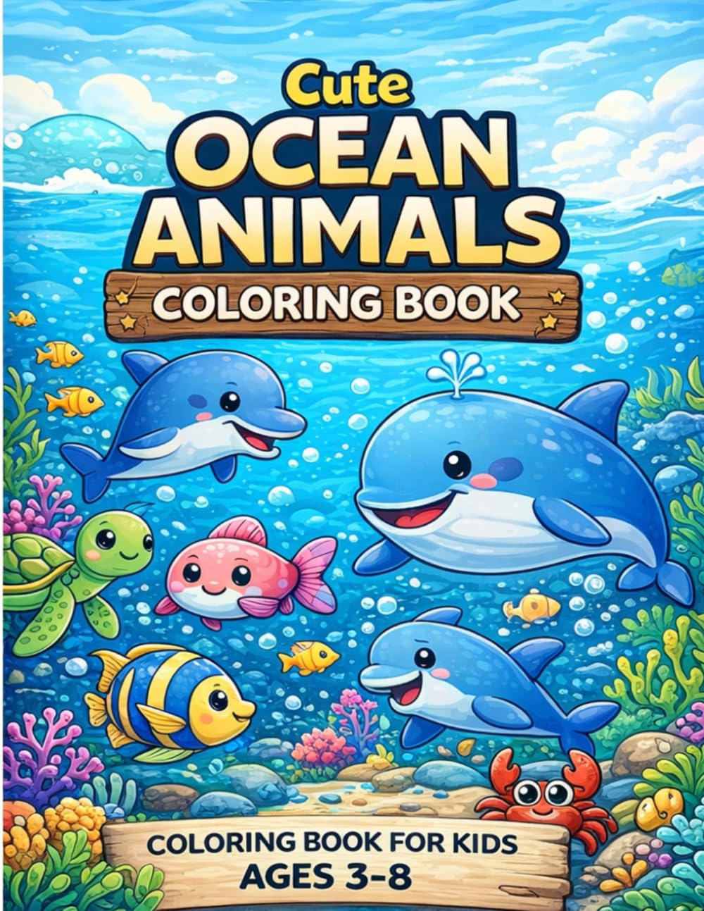 Cute Ocean Animals Coloring Book