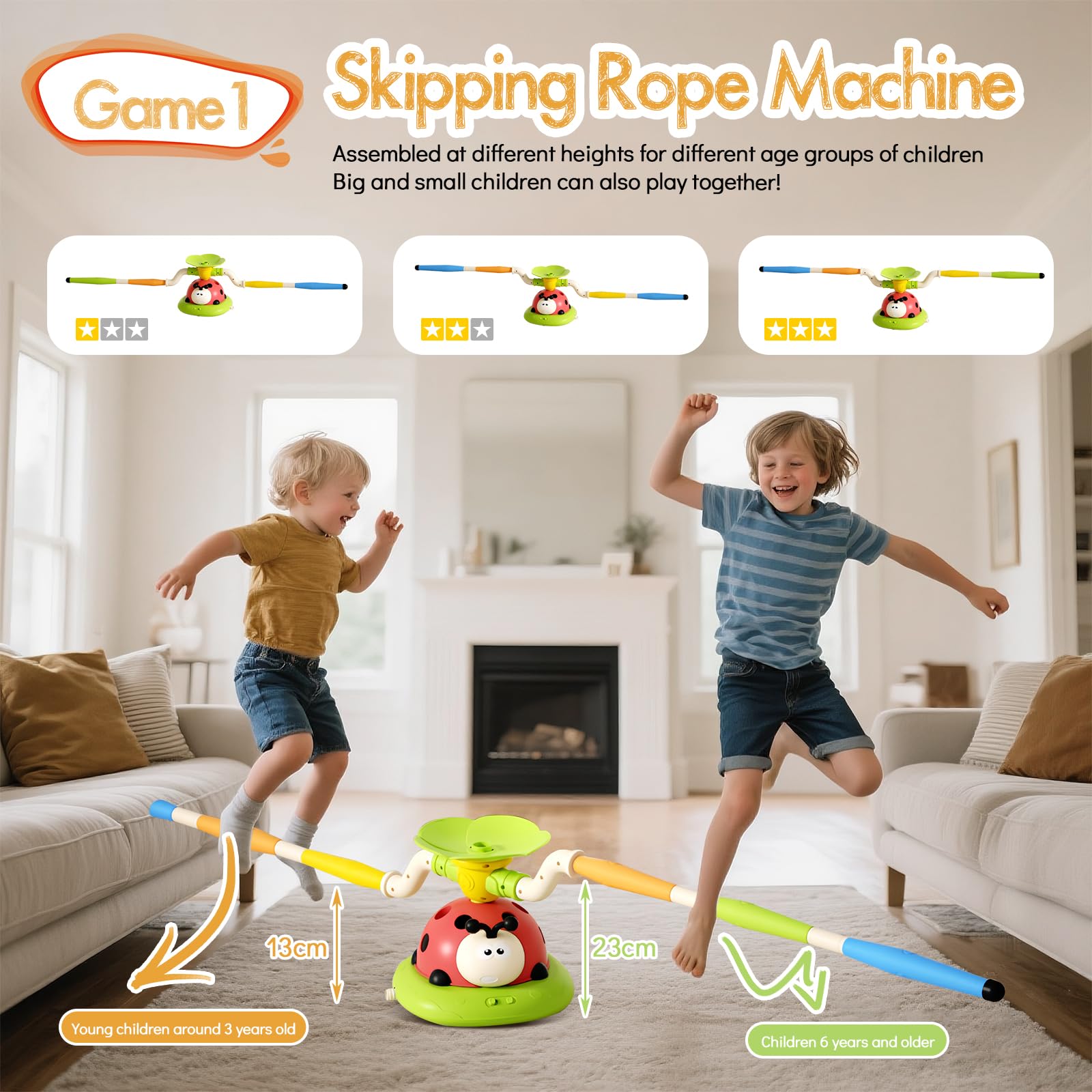 RoserRose 5 en 1 Juegos Exterior Niños, Cohete Juguete, Salto Musical, Juego de Lanzamiento, Esquivar y Saltar, Juguetes Jardin con Mando a Distancia, Juegos de Exterior para Niños 3 4 5 6 7 8 Años