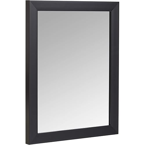 Amazon Basics Rectangular Wall Mirror 16" x 20" - Standard Trim, Black