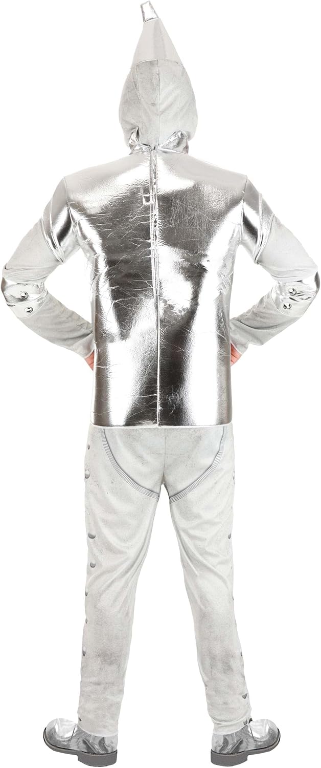 Wizard of Oz Tin Man Costume for Men, Silver Metallic Tin Man Outfit for Movie-Inspired Cosplay & Halloween
