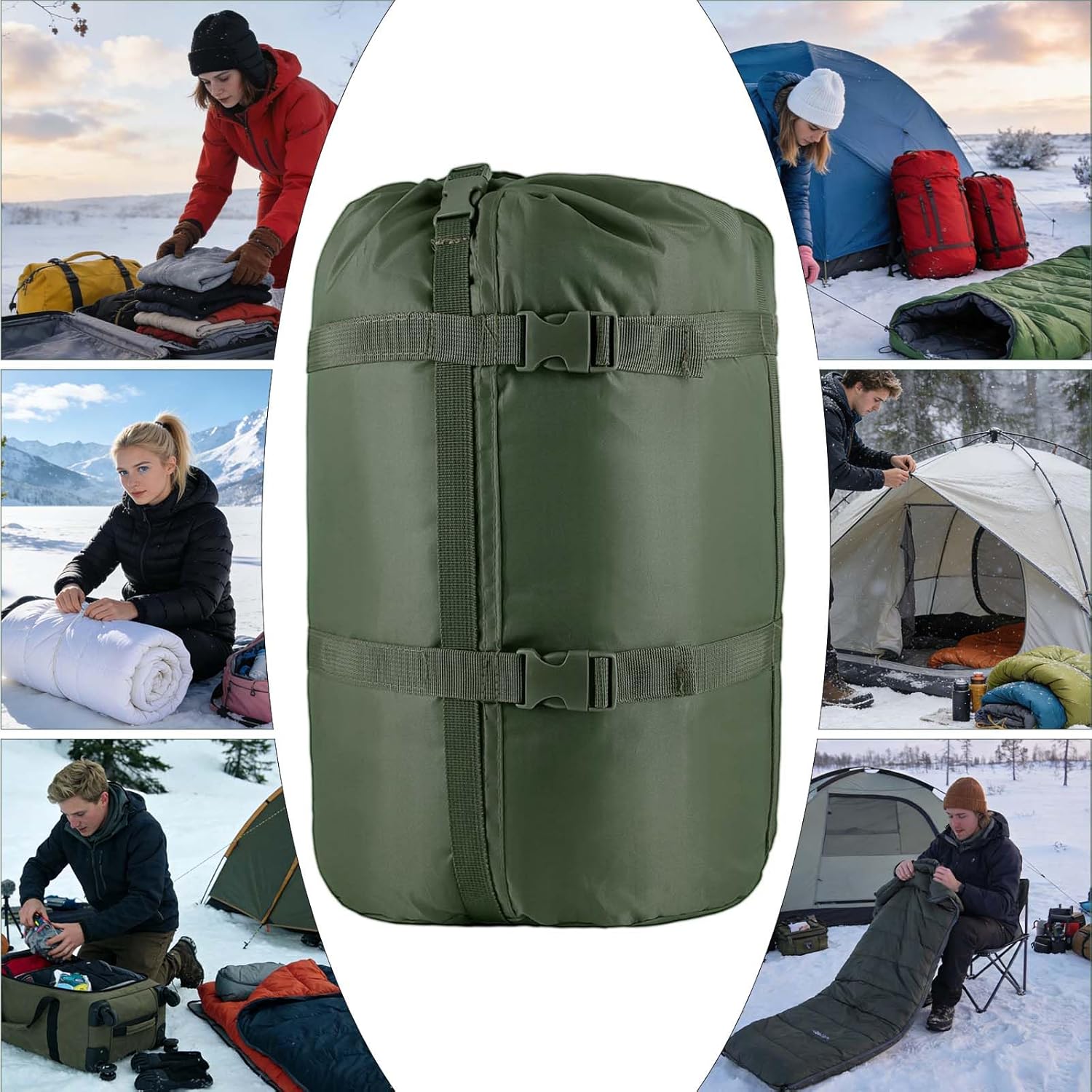 35L Compression Sack for Sleeping Bag, 400T 20D Nylon Waterproof & Tear-Resistant Stuff Sack, Ultralight Portable Storage Bag for Camping, Hiking, Backpacking, Outdoor Travel