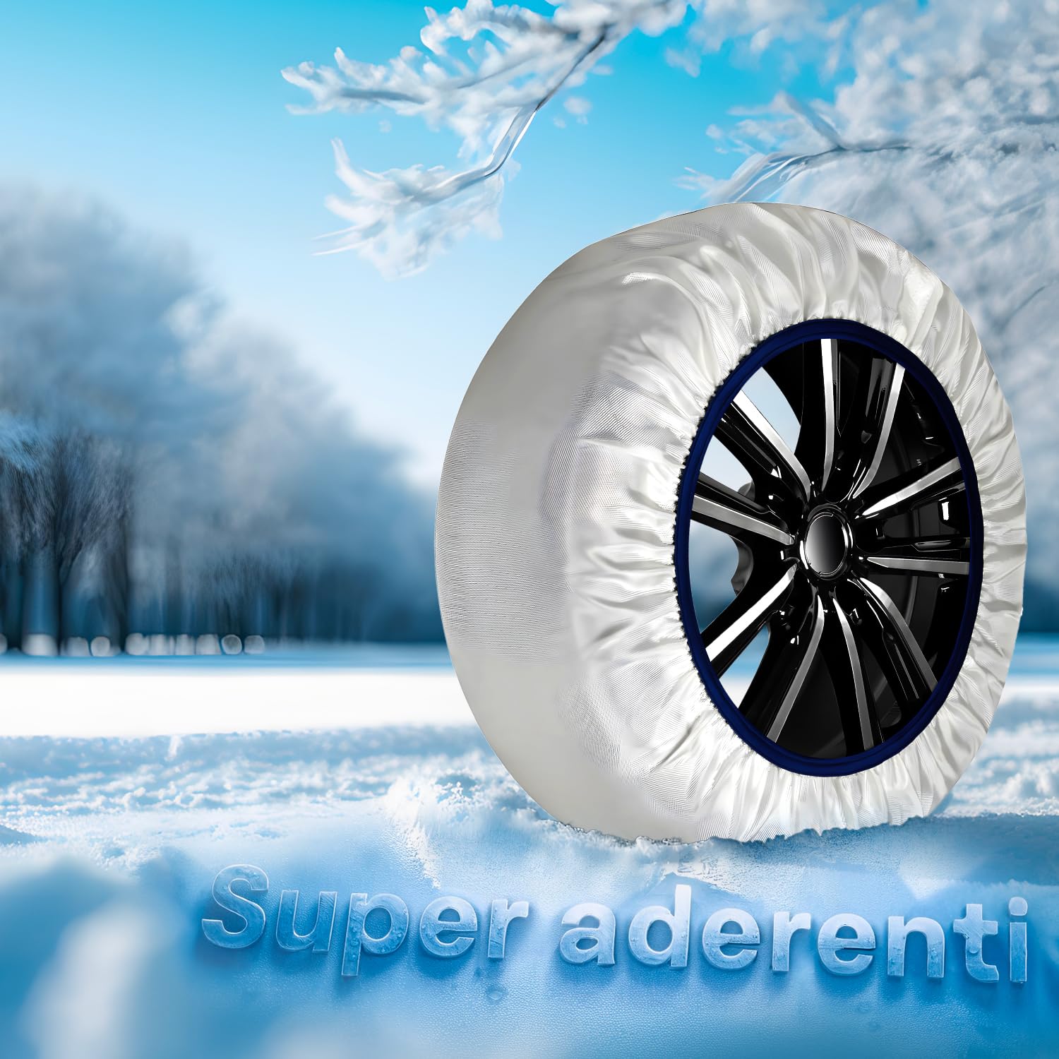 Wintem Chaussettes de neige autocentrantes idéales pour faire face à l'hiver - faciles à monter sont sûres et approuvées - légères, lavables et réutilisables, adaptées à différentes voitures - Taille