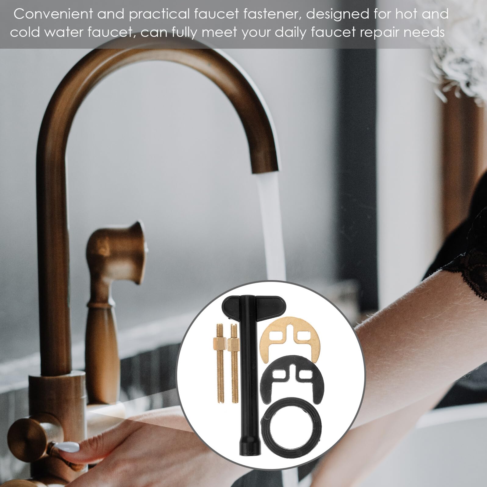 Kit de Montaje Acero Inoxidable para Fijación de Grifo de Cobre Forma de Herradura Fácil de Instalar para Reparación de Grifos en Lavabo y Cocina