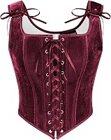 SCARLET DARKNESS Renaissance Corset Tops for Women - Pirate Lace Up Overbust Velvet Bustier Bodice