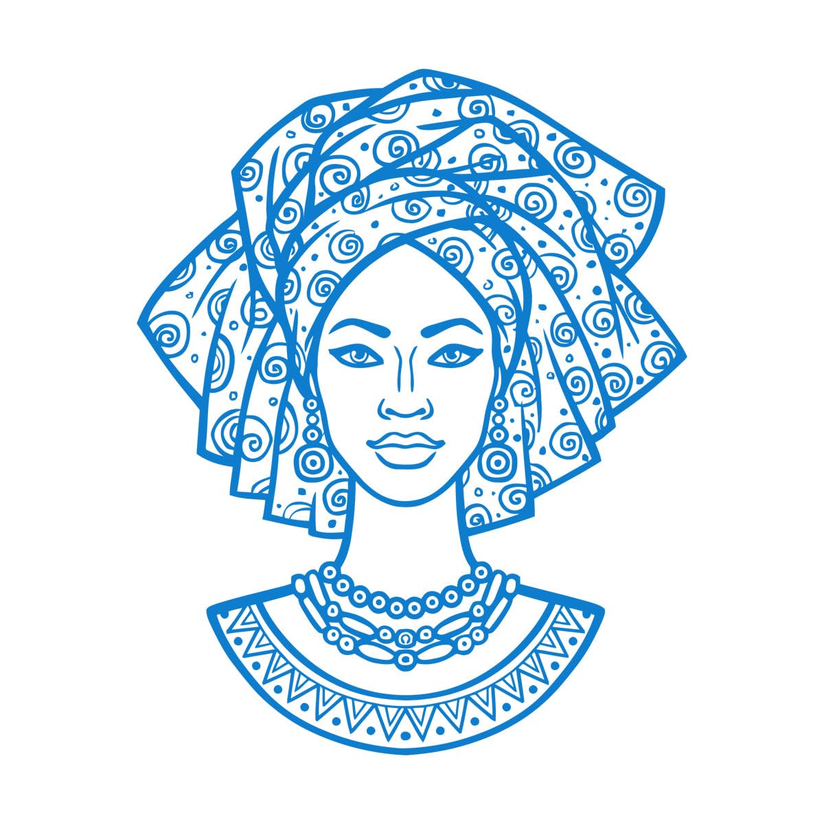Lettering Decals Black Girl Woman African Face Beautiful Fashion Native Turban 36x46.5cm Do not Damage the wall Surface Small Blue