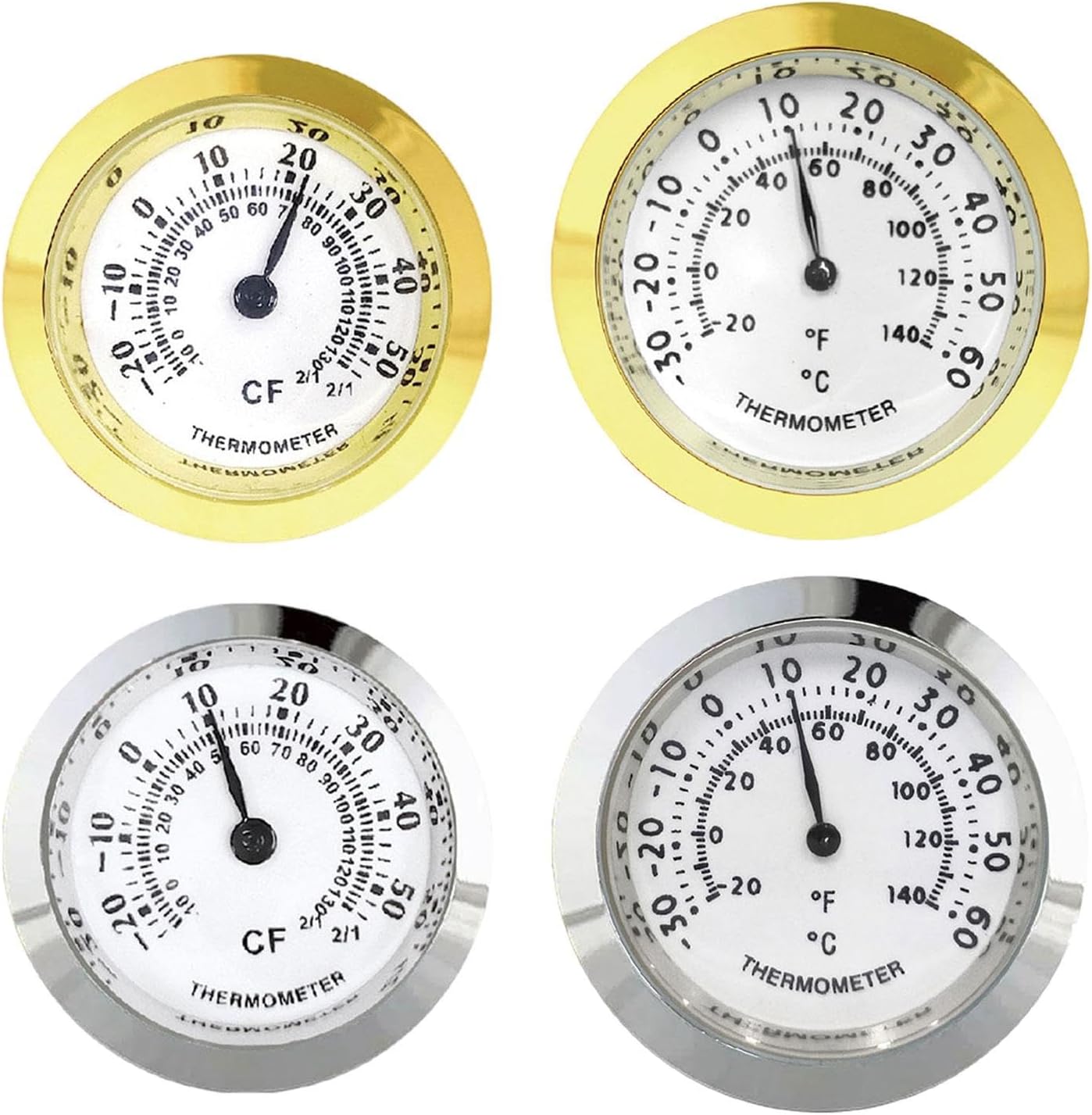 Mechanical Thermometer Round Dial Thermometer for Closet Workshop Greenhouse Gold 37mm