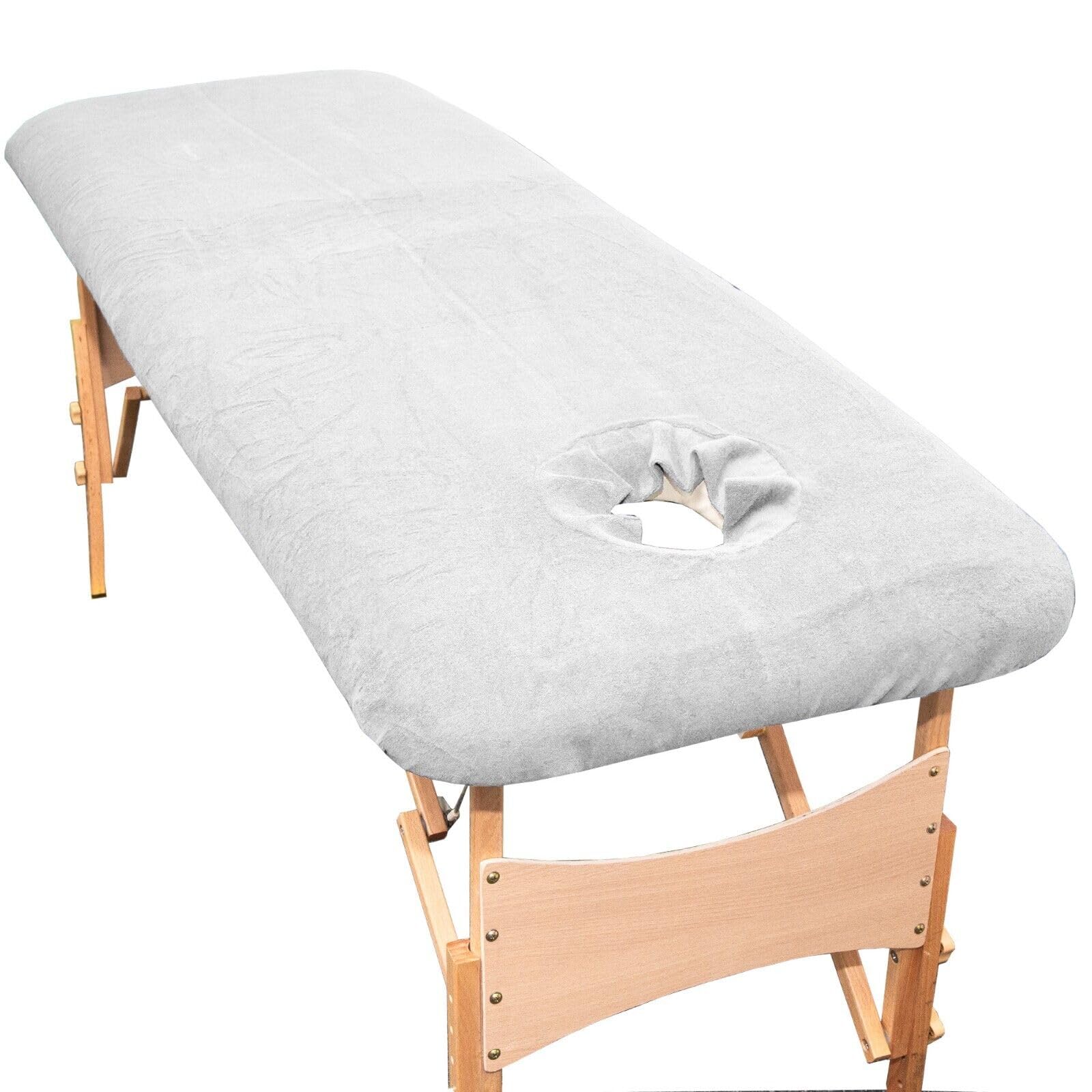 Aztex White Luxury Massage Cover Range, With Or Without A Face Hole, Massage Couch Protective Cover, Suitable For Salons, Spas And Therapists, One Size, Stretchy,With Facehole