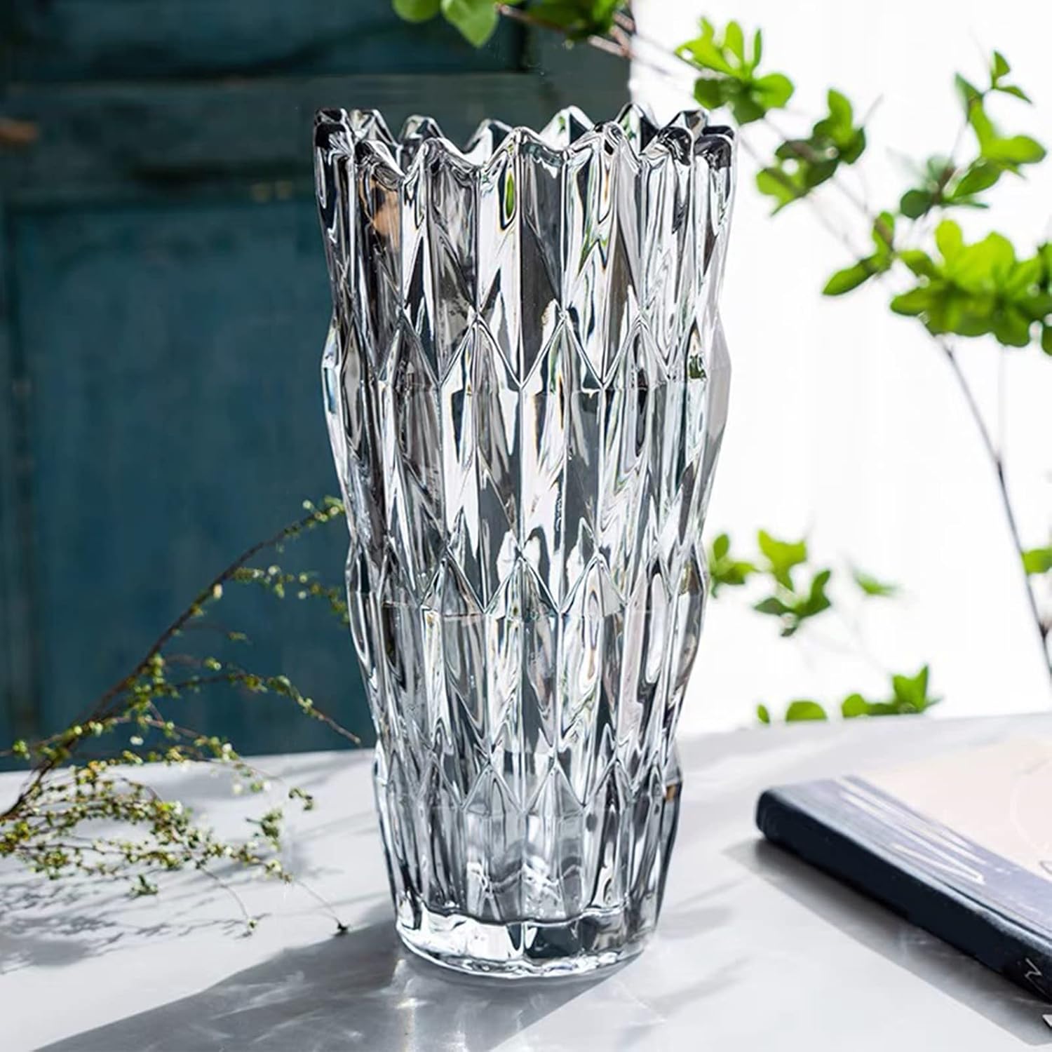 9.6" High Gray Glass Flower Vase for Home Decor, Dining Wedding Table Office Holiday Party Centerpiece Decoration - Image 5