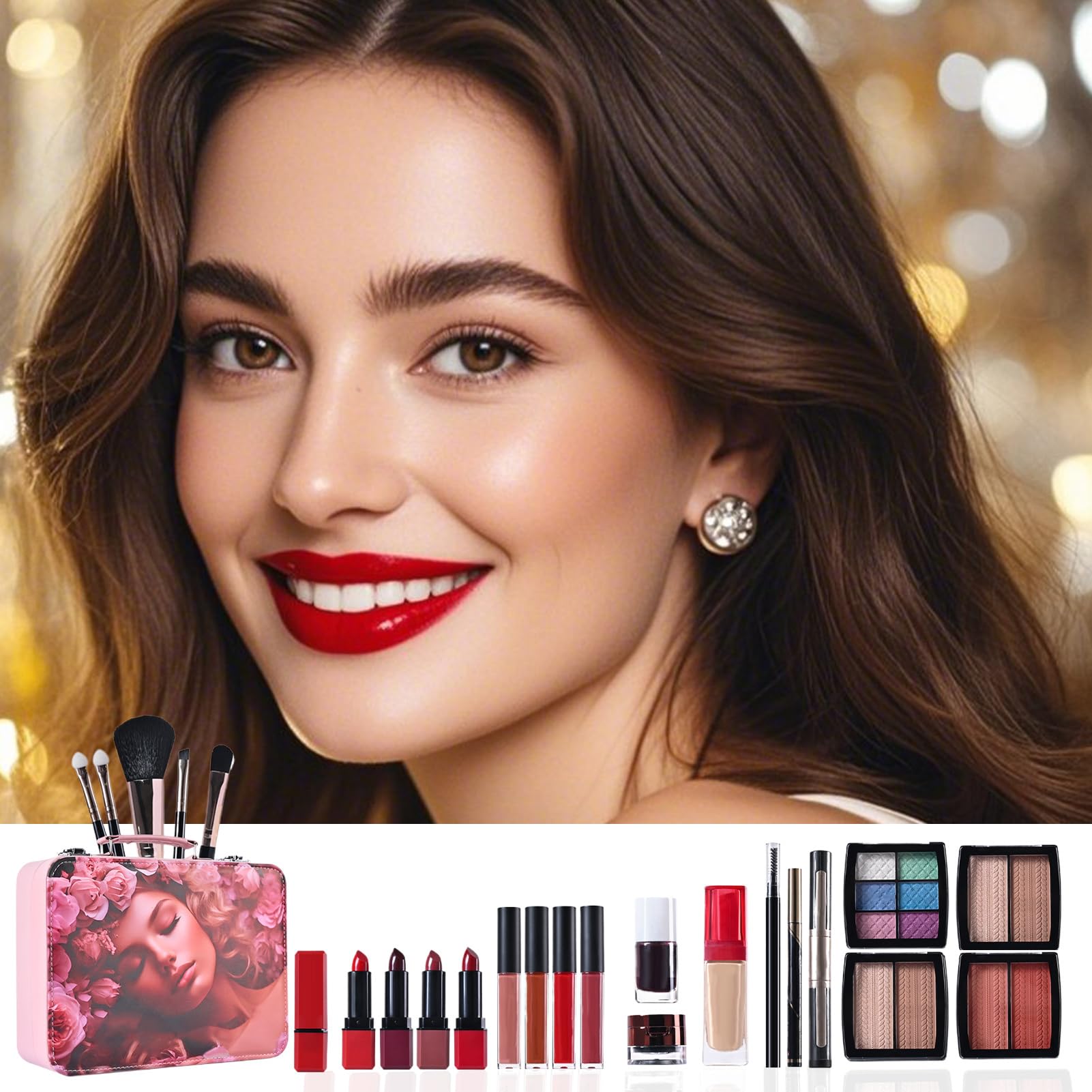 Trousse De Pour Femmes Palette Cosmétique Portable | Set De Portable Pour Débutant Pour Déguisement Adolescents Femmes Mères Grands-Mères Anniversaire Spectacle