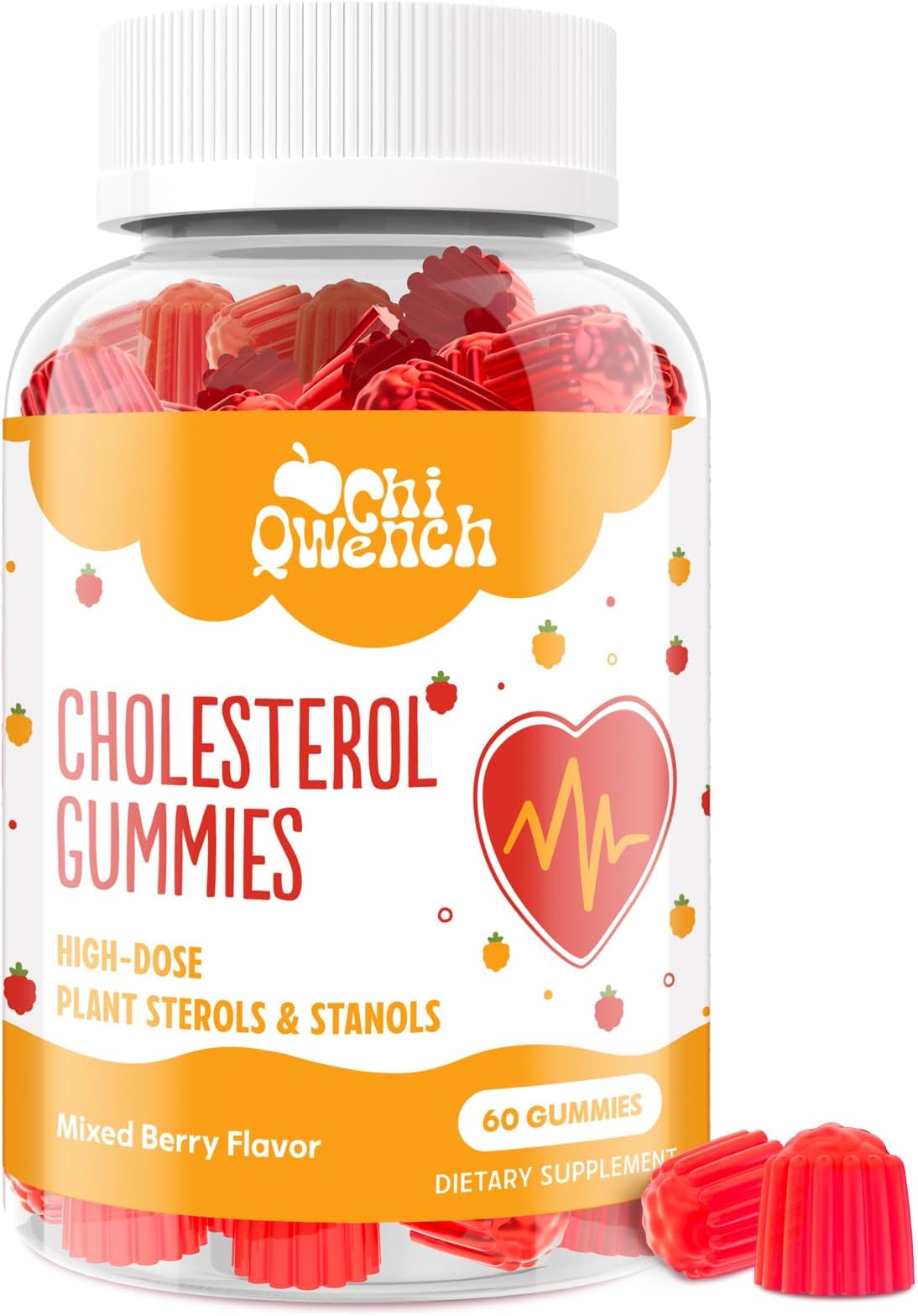 ChiQwench Cholesterol Supplements with 1500 Mg Plant Sterols & Stanols, Cholesterol Support Gummies, Cholesterol Complex Gummies, Maintains Normal Levels, Mixed Berry Flavor, 60 Count