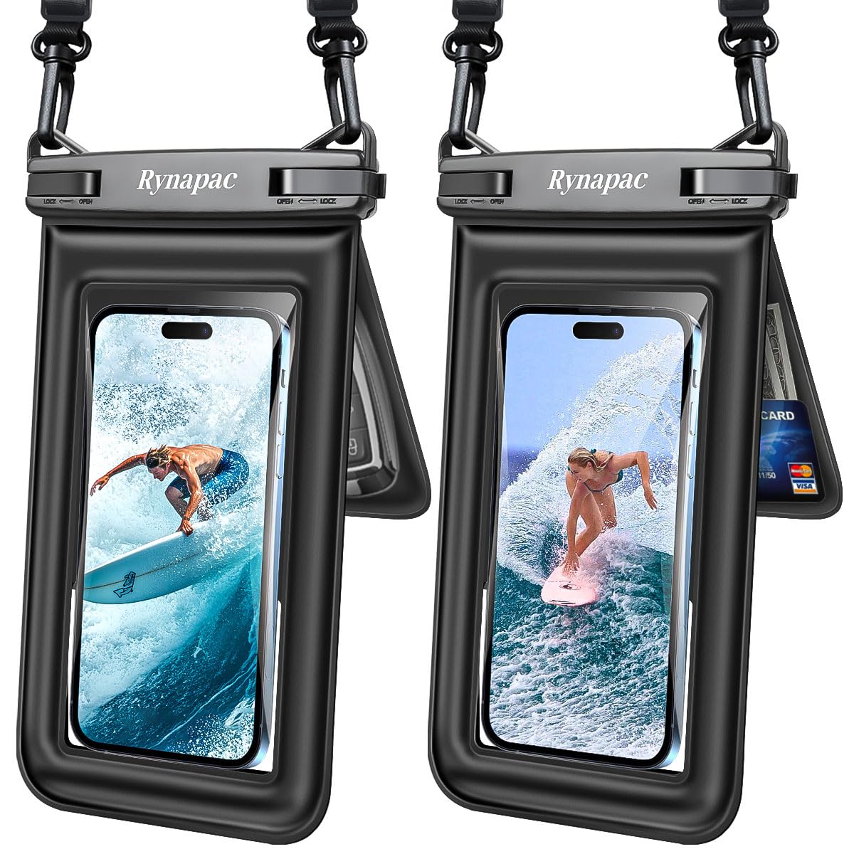 [Up to 8.5''] Floating Waterproof Phone Pouch 2 Pack, IPX8 Double Space Waterproof Phone Case with Lanyard for iPhone 17 16 15 Pro Max, Galaxy S26
