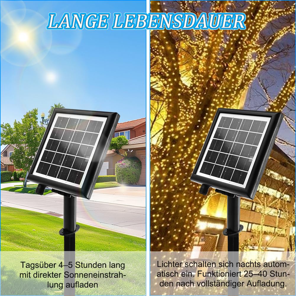 Joycabin 2400mAh Solarpanel Ersatz für Lichterketten mit Fernbedienung 8 Beleuchtungsmodi Wasserdicht Einstellbare Leuchtkraft Solar Lampe String Controller für Solarpanel Lichterkette Außen