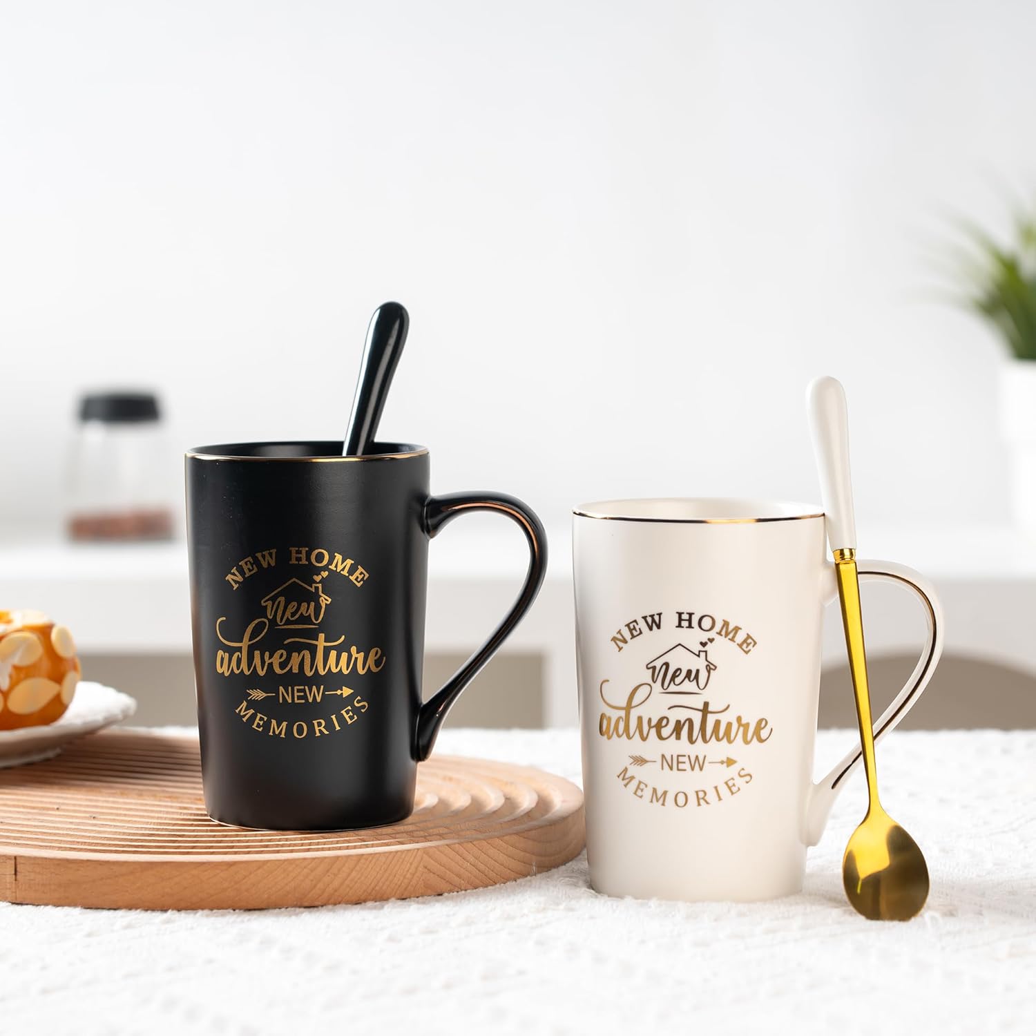 House Warming Gifts, Closing Gifts for Home Buyers, House Warming Gift for Women Men Couples Newlywed Friends, New Home New Adventure Coffee Mugs Set, 14 Oz - Image 3