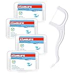 FAMILIFE Floss Picks, 200 Count Unflavored Dental Floss Cleaner, Tooth Picks Flossers with 4 Travel Handy Cases, Helps to Fight Tooth Decay and Keep Your Teeth Clean, Sticks for Family