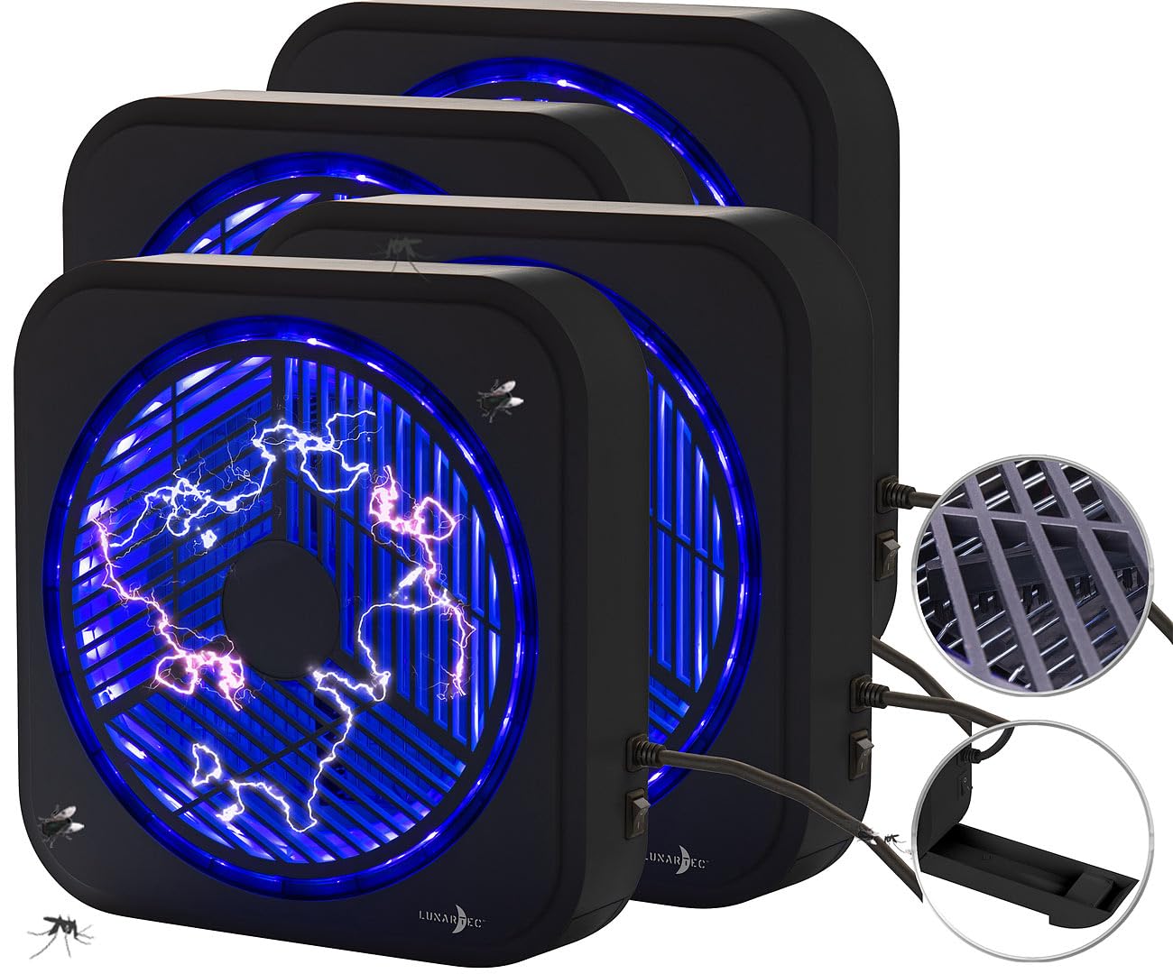 Lunartec Mückenvernichter-Lampe: 4er Set UV-Insektenvernichter zur Wandmontage, mit Selbstreinigung (Insektenvernichter UV-Licht, Mückenschutz-Innenmückenfallen)