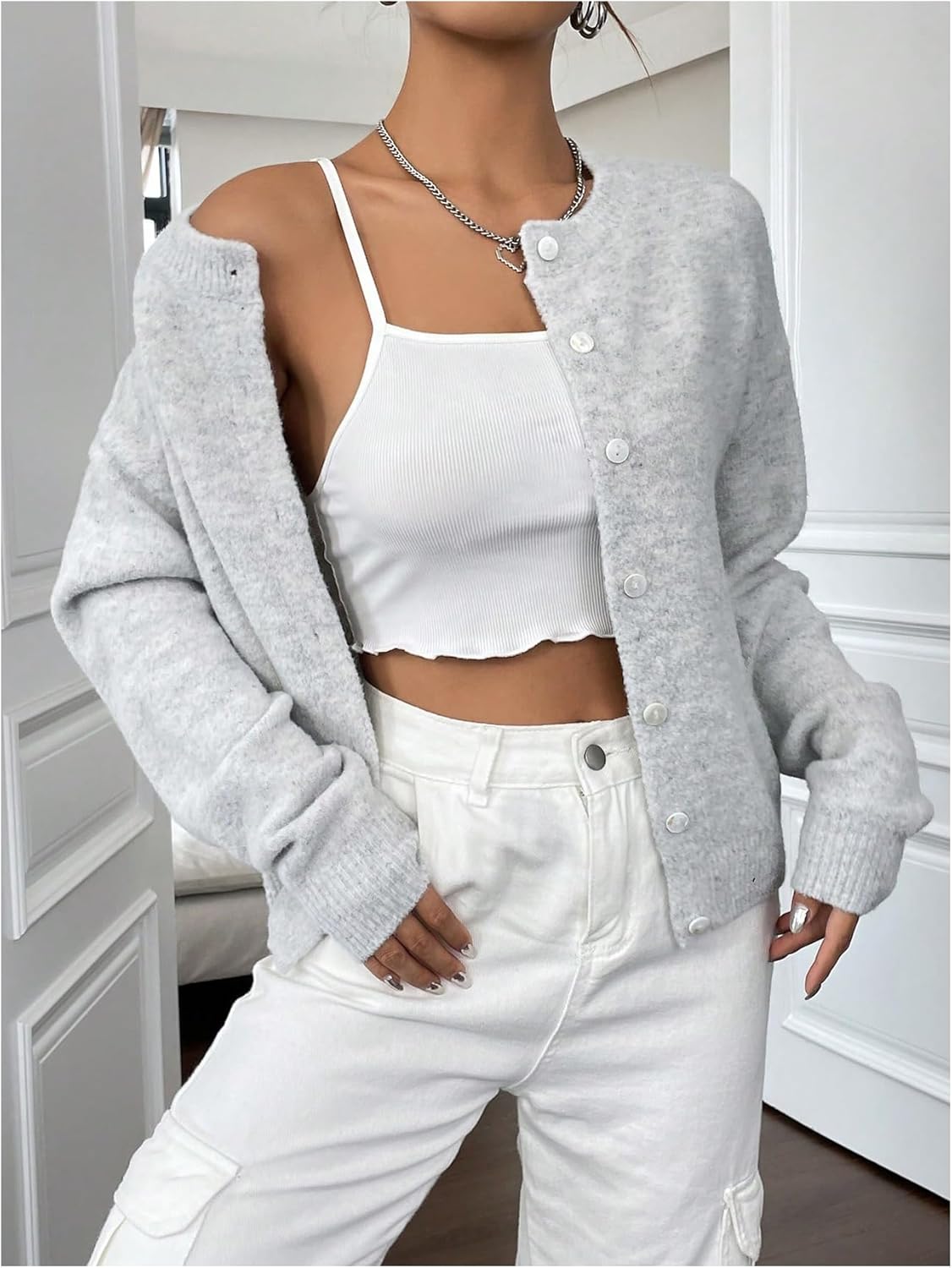 Women's Knit Cardigans Long Sleeve Button Dwon Lightweight Cardigan Sweaters Trendy Fall Outfits - Image 3