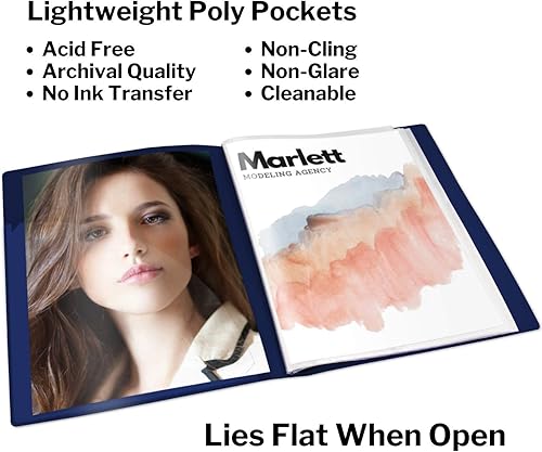 Miniatura 9 de Dunwell Carpeta con fundas de plástico de 12 bolsillos (paquete de 2, azul) - Libro de presentación, carpeta de cartera de 8.5 x 11 con protectores