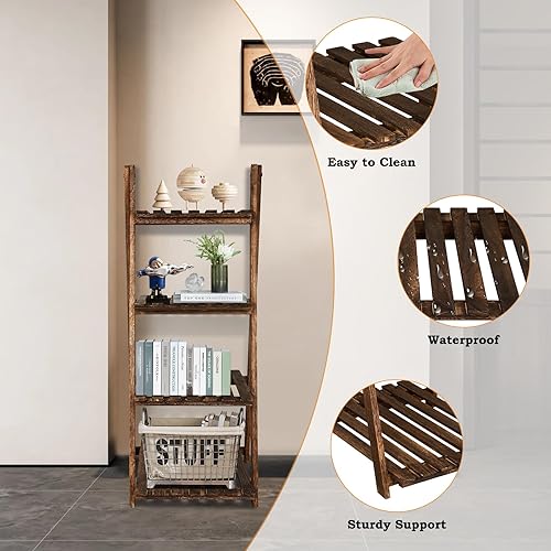 Miniatura 6 de Estante de escalera de 4 niveles, estantes de escalera para plantas, estante de escalera plegable, estantería de escalera para oficina, dormitorio,