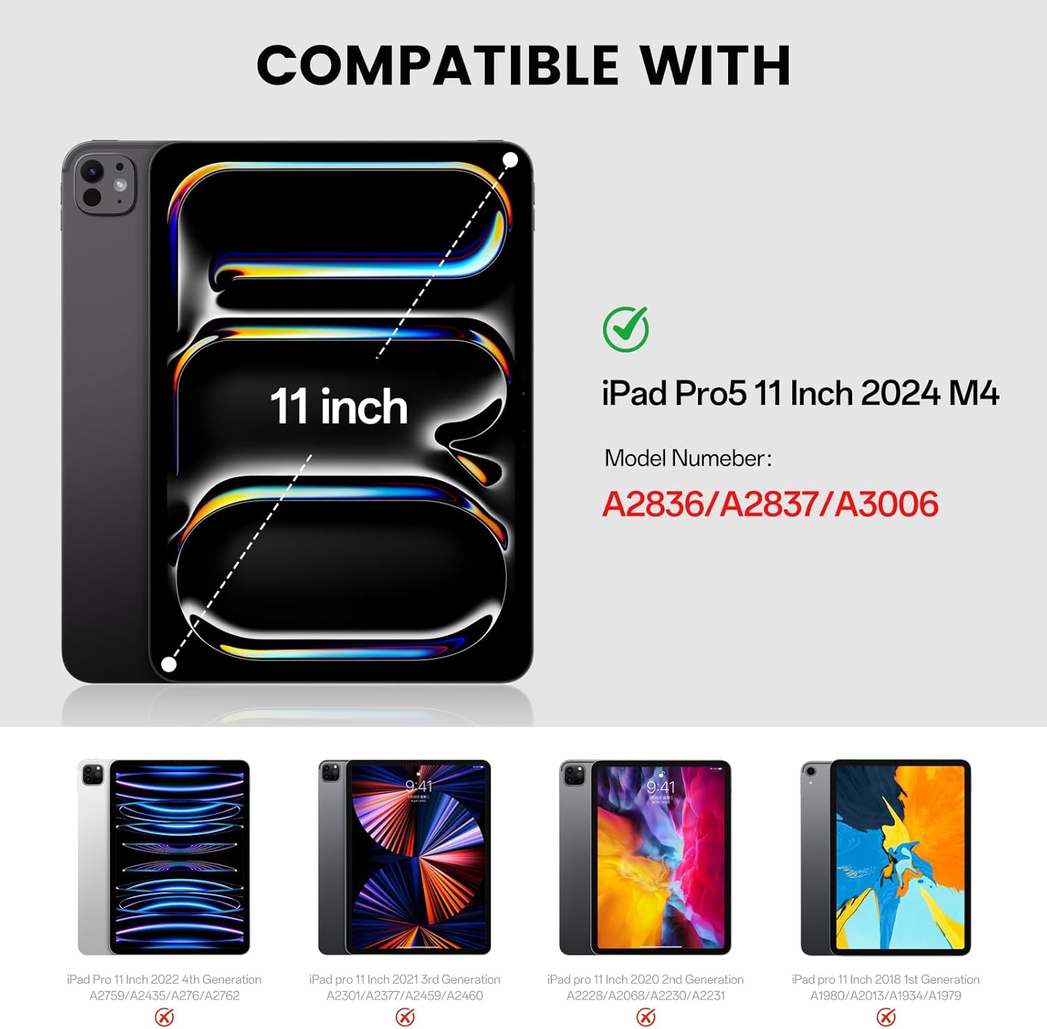 Hybrid Case for iPad Pro 11 Inch 2024 M4 5th Gen with Pencil Holder, 2 in 1 Detachable Trifold Sliding Cover with Clear Hard Back Shell, Supports Pencil Pro Charging, Gray - Image 2