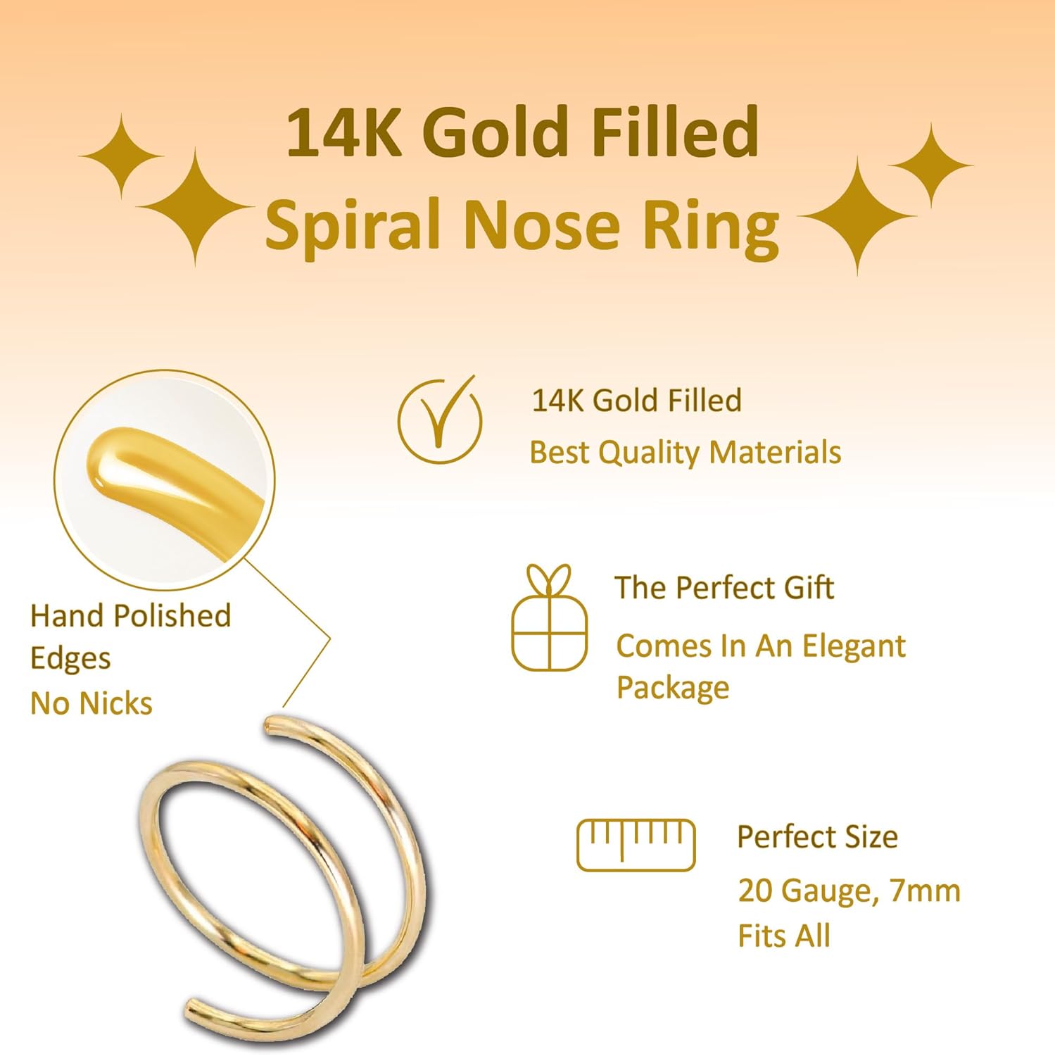 Spiral Nose Ring Hoop - Handmade Sterling Silver Double Spiral Nose Piercing - Thin Hypoallergenic 20 Gauge Wire 7mm Nose Piercing Jewelry - Image 3