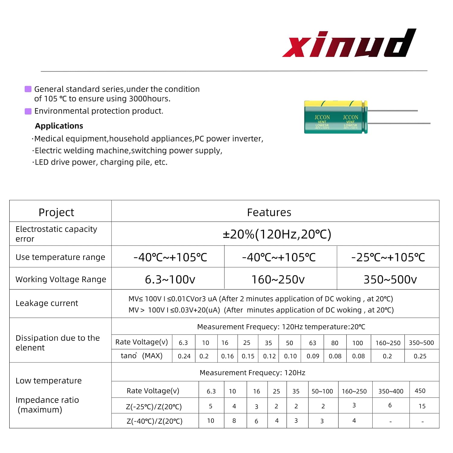 20-Pack 25V 100uF Premium Quality Low ESR Electrolytic Capacitors 6x7mm (0.24x0.28in), 25Volt 100MFD High-Frequency Caps with Superior Performance image 3