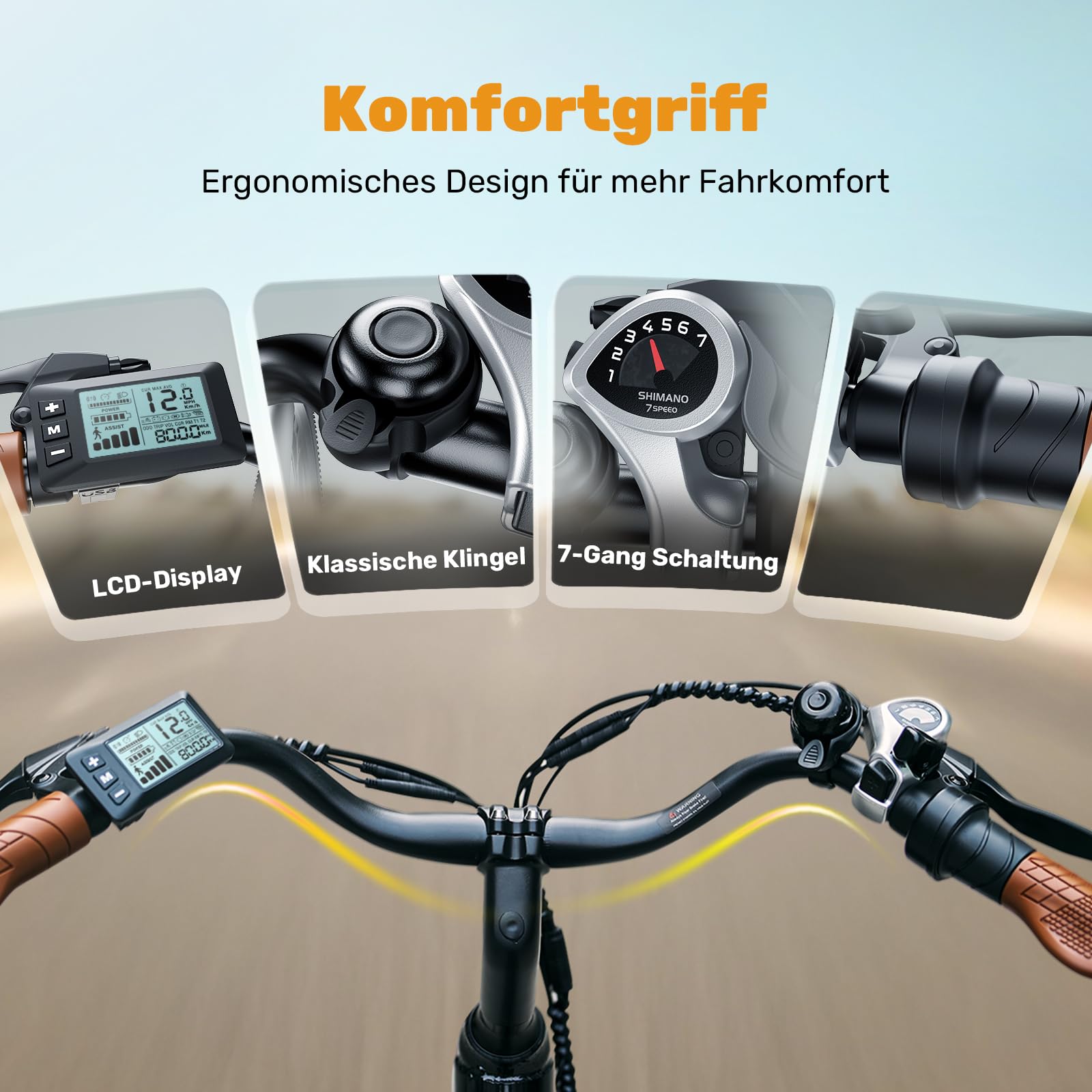 Finbike E Bike für Erwachsene, 7-Gang Elektrofahrräder mit Abnehmbar 7.8/13Ah Akku, 25 km/h,14/26 Zoll EBike für Herren Damen, Electric Bike mit Ablagen, Autolampen
