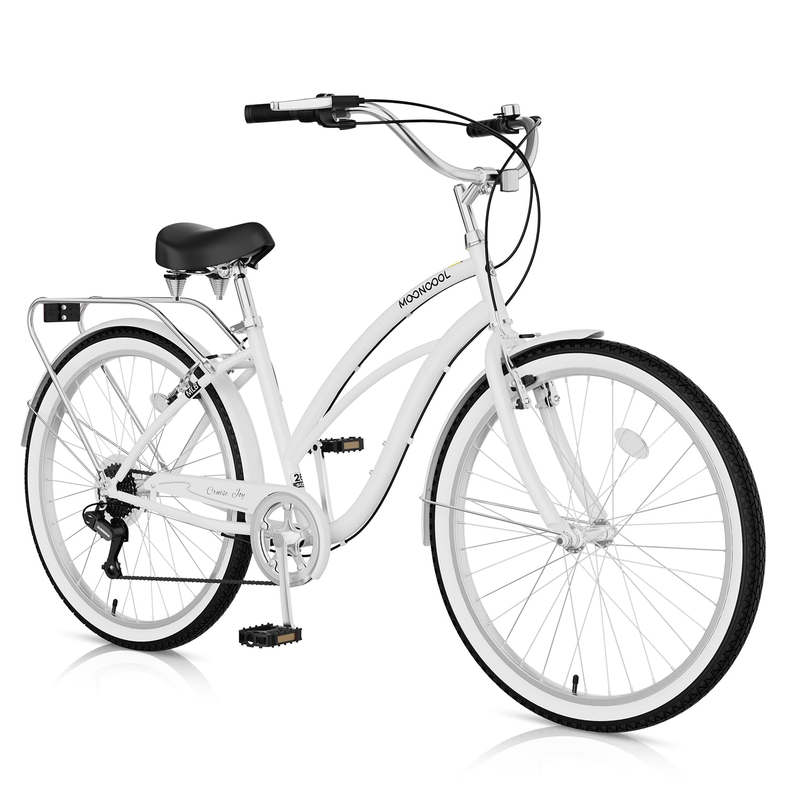 LILYPELLE Beach Cruiser Bike for Women Men, 24 26 inch Womens Bike with Rack, 7-Speed Comfort Cruiser Bicycle Step Through for City Commuter, Retro Bicycle for Seniors Ladies Adults