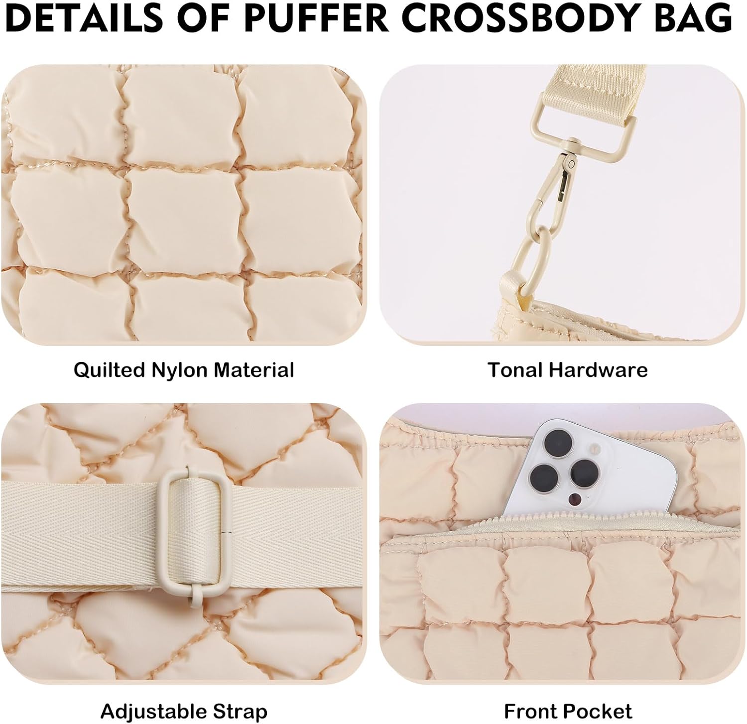 Large Crossbody Bags for Women Quilted Crossbody Bags Puffer Puffy Tote Shouler Handbag Puff Purse Bubble Bag for Women - Image 5