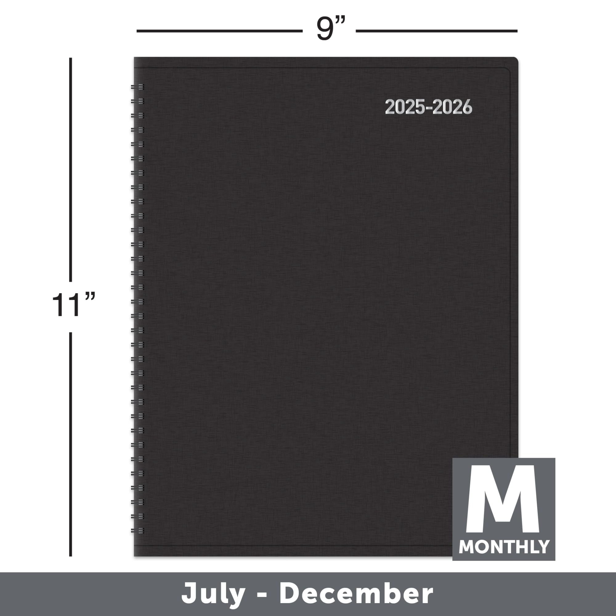 Office Depot 18-Month Academic Planner July 2025-December 2026 - 9x11 Black Planner
