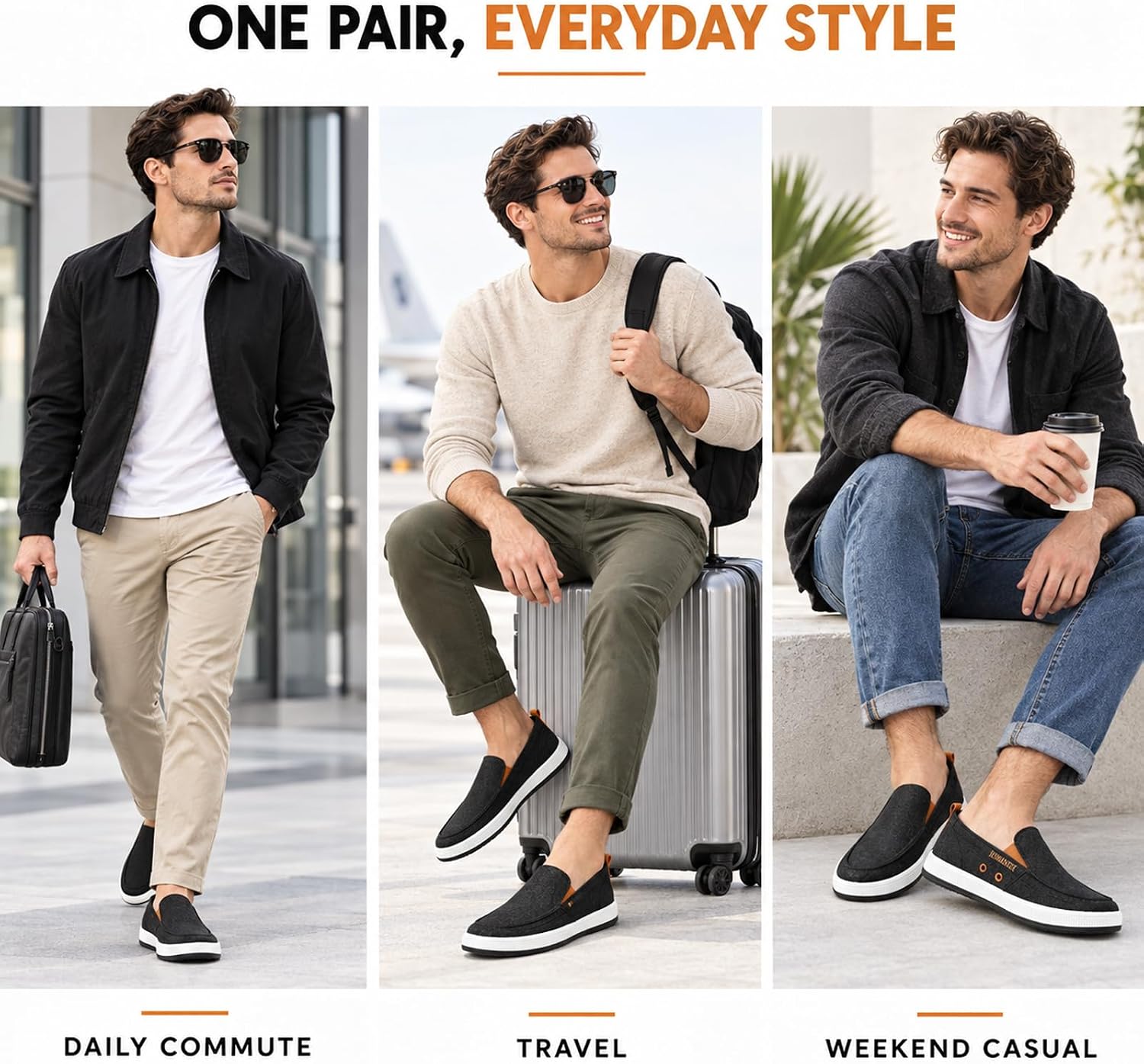 Men's Canvas Slip-On Loafers Casual Low-Top Shoes for Everyday Wear