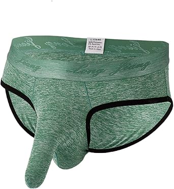 Mens Classic Separated Pouch Erotic Briefs,Soft Stretch Fabric Sexy Elephant Trunk Thong,Comfort Bulge Pouch Underwear