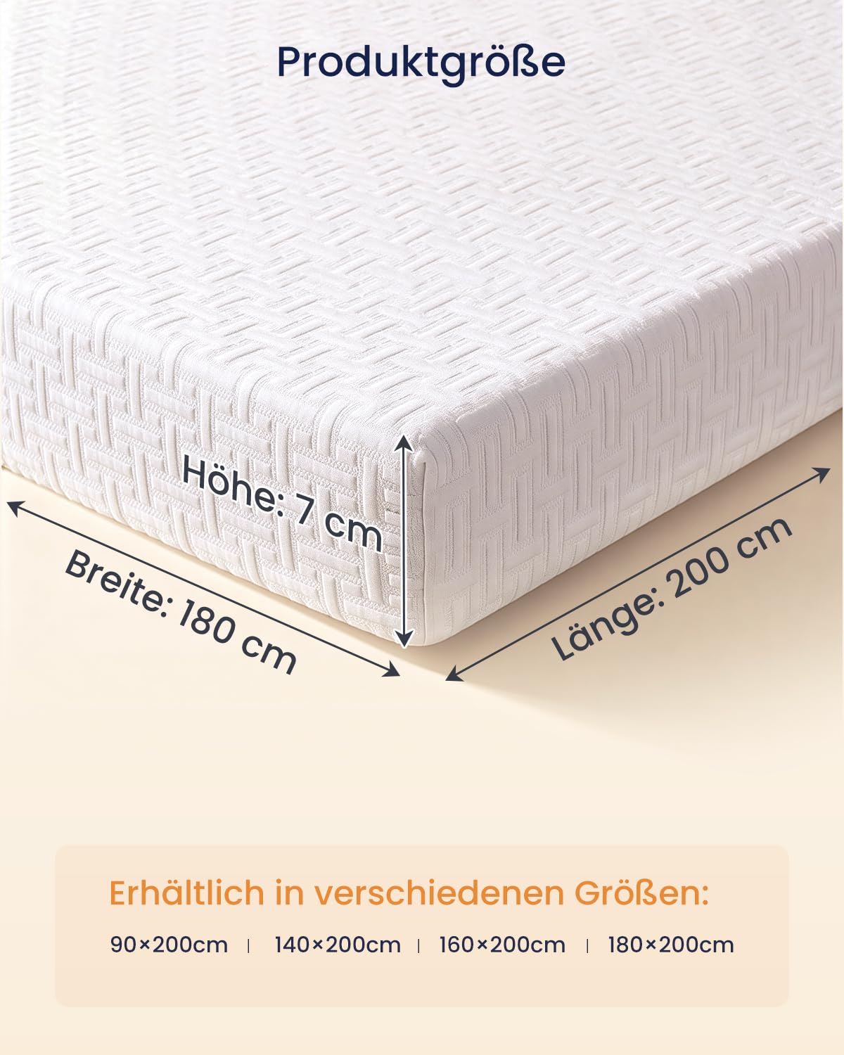 Matratzen Topper 180x200cm H5/H6, 7CM Höhe Matratzentopper für Schlafsofa Bett, Boxspringbett, Wohnwagen, Schlafsofa, Rutschfester Unterlagen Mattress Topper für Matratzen, Öko-TEX Zertifiziert