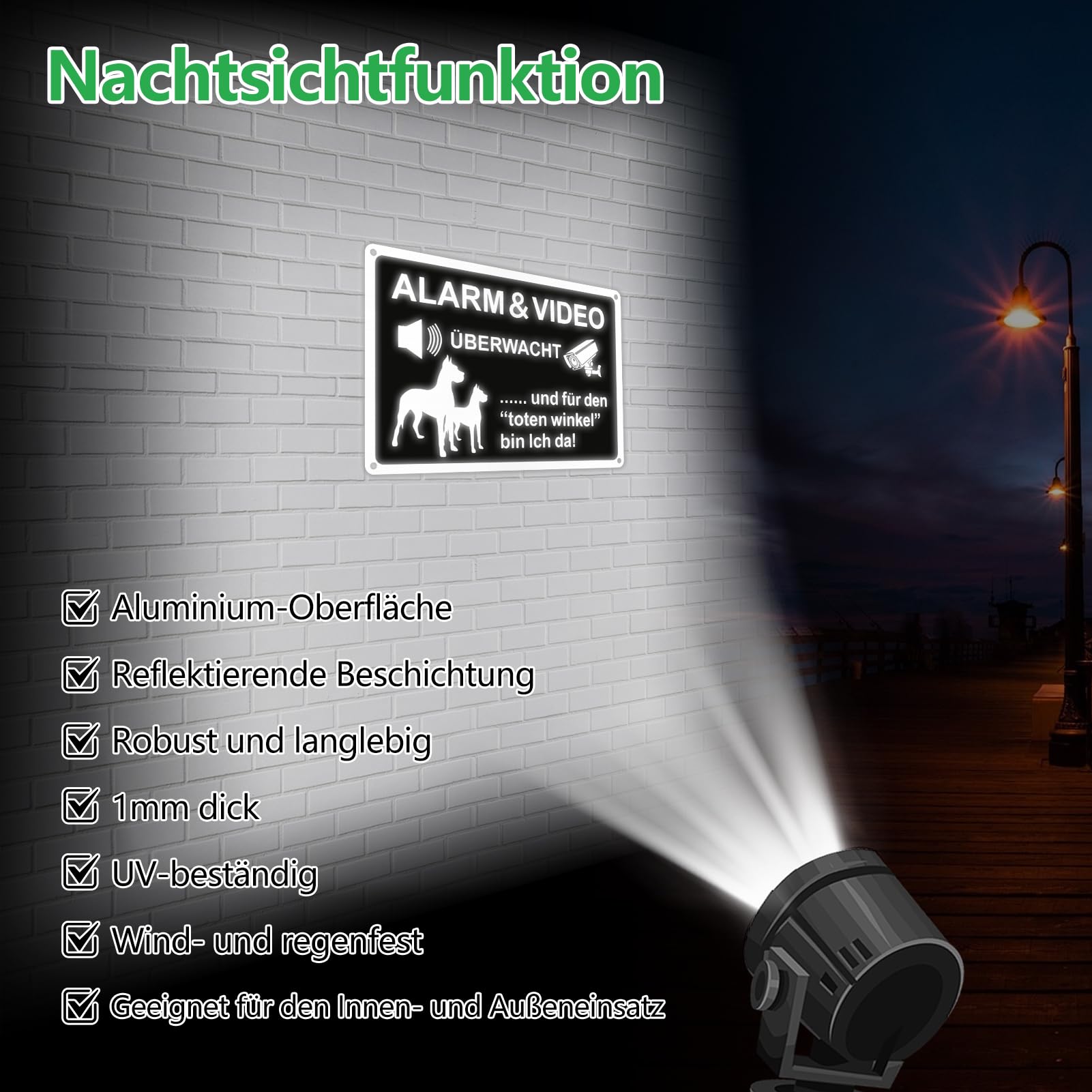 2 Piece Video Surveillance Sign Set Aluminium Private Property Video Surveillance Signs Warning Dog Signs for Home Outdoor - Image 4