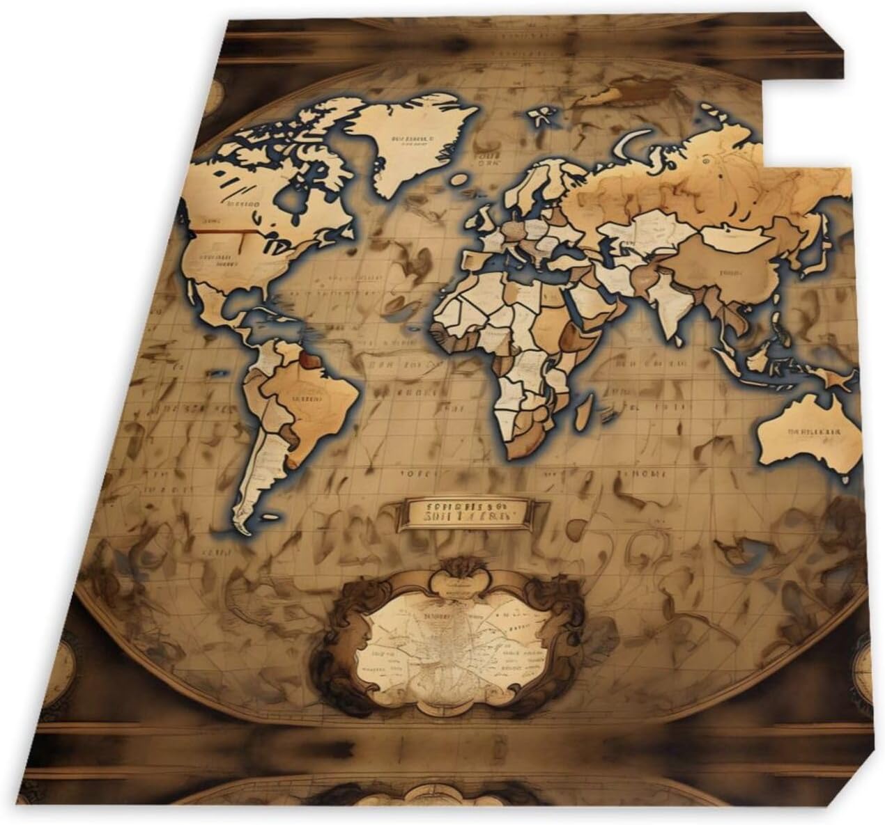 Old Stained World Map Mailbox Covers Magnetic Post Box Cover Wraps Standard Size 21x18 Inches for Garden Yard Decor