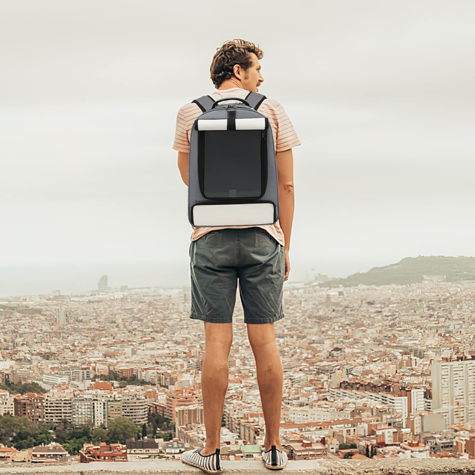Galatée Mochila para Gatos, Mochila para Perros Pequeños Aprobados por La Aerolínea, Transpirable y Cómodo, Portátil, Mochila para Mascotas para Viajes, Senderismo y Uso Al Aire Libre(Gris)