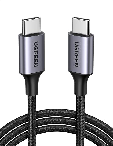 UGREEN 60W PD 3A USB Type C Male To Type C Male, Quick Charge Cable with 480Mbps Data Transfer Speed, Type-C Computers to Smartphones Data Syncing, 1M - Black