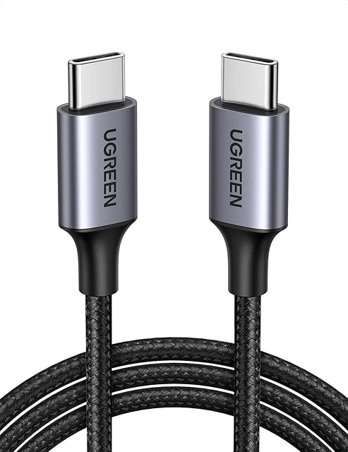 UGREEN USB C to USB C Cable 60W Fast Charge Type C Braided Data Lead Compatible with MacBook iPad Air 5 Pro 2021 Galaxy S22 S21 Ultra S20 FE S10 A12 Mi 11 Note 10 Pixel 7 Pro 7 6 5 4a (1M)