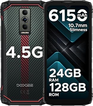 Blade 10 Energy Rugged Smartphone, 6150mAh Android 15 Rugged Phone with 24GB RAM+128GB ROM, 10.7mm ultra-thin, 6.56 inch 90Hz, 16MP+8MP, 3 Cards Slots, Widevine L1, Face ID, NFC