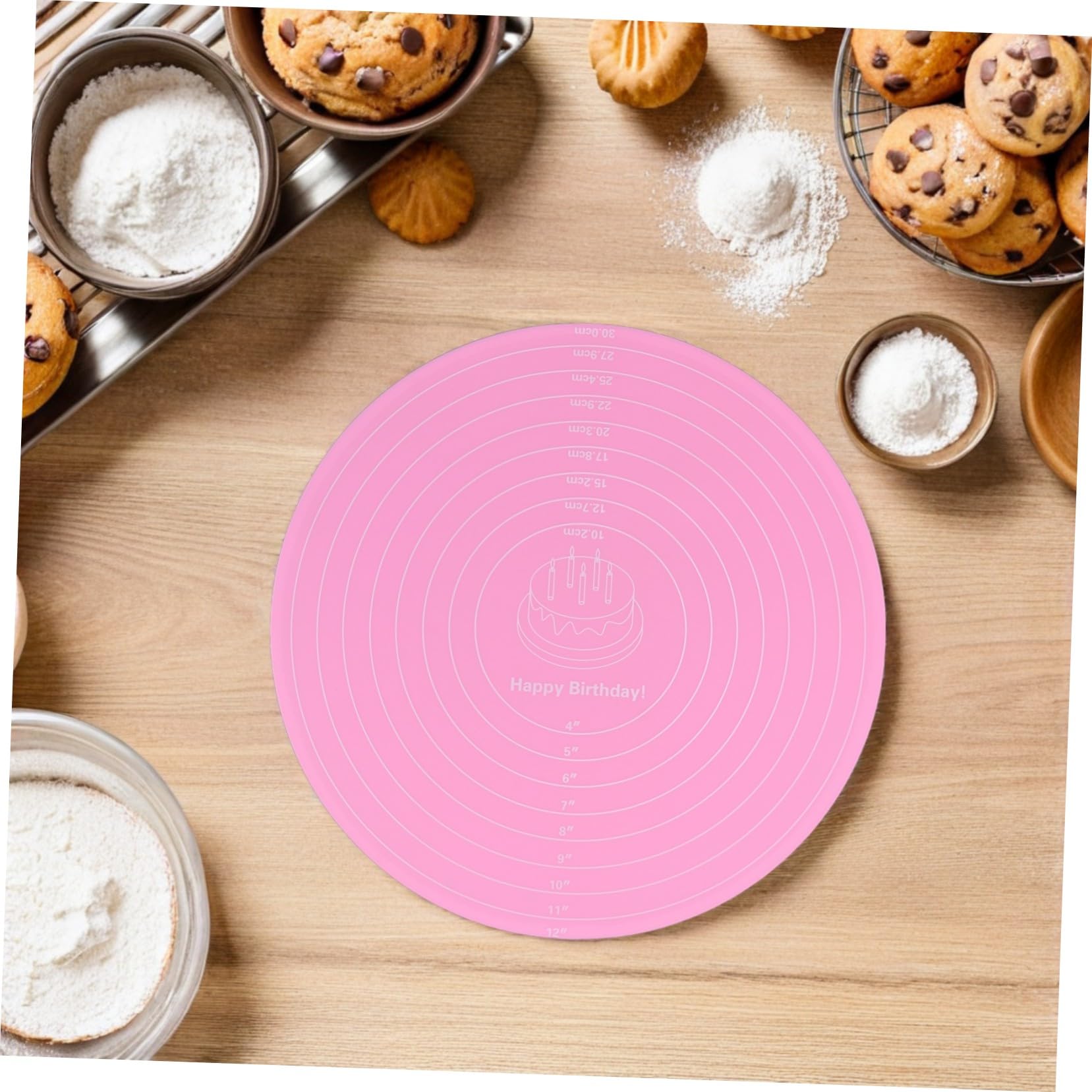 PRETYZOOM 12 Stck. Backmatte Runde Nicht-Schicht-Matte Silikonpolster Kuchen Back Antirutschmatte aus Silikon Maße Fondantmatte Silikontischmatten runde Tortenunterlage Kieselgel Rosa