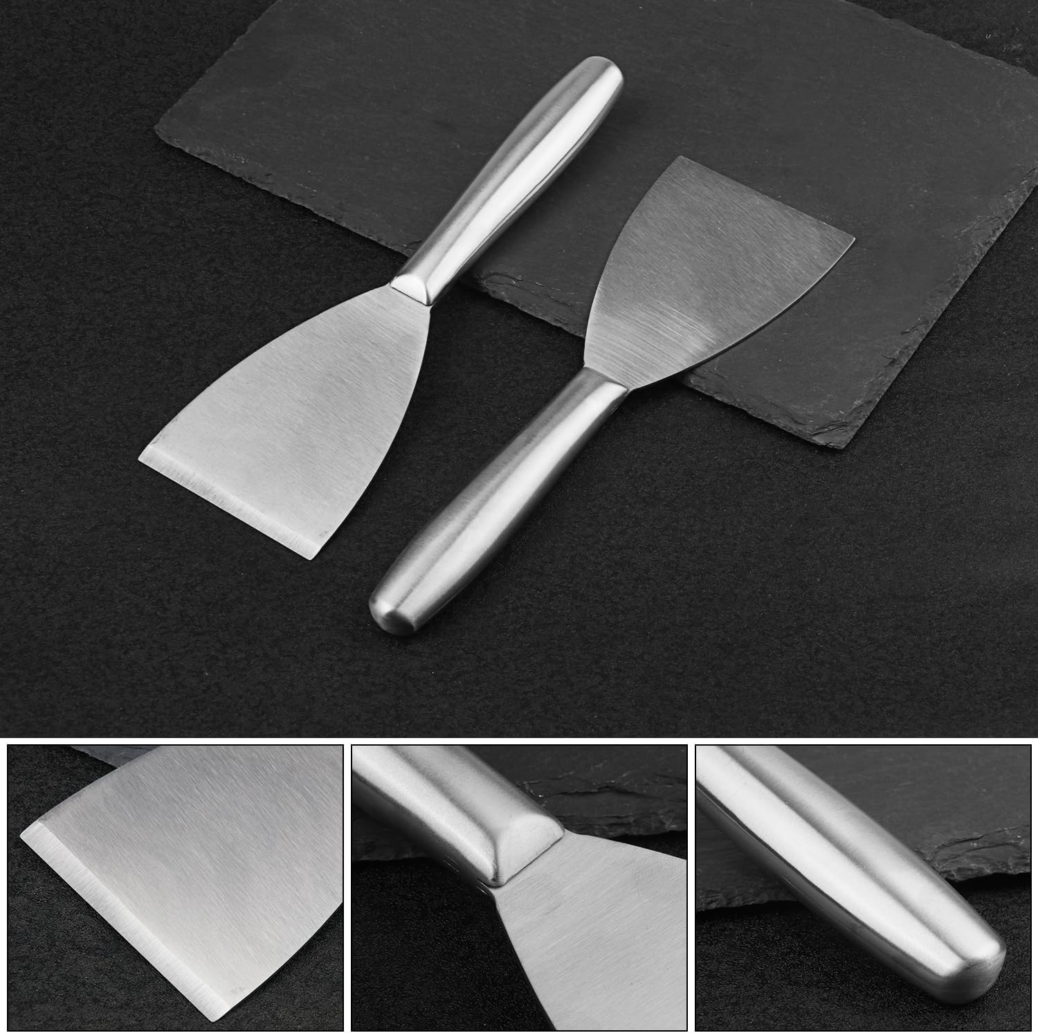 4 Pack 3 Inch Putty Knife Scraper, Putty Knife Set, Stainless Steel Putty Knife, Wallpaper Scraper Paint Scraper Tool for Spreading Drywall Spackle, Plasterboard Mud, Scraping Paint, by GENHAKON.