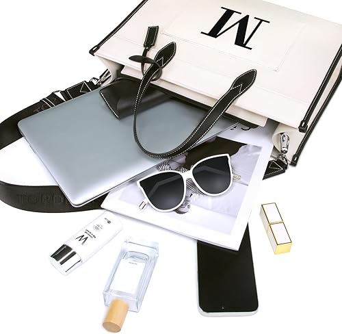 Miniatura 3 de TOPDesign Initial 15.6" Laptop Tote Bag for Women, Personalized Canvas Work Purse, Business Briefcase & Office Handbag