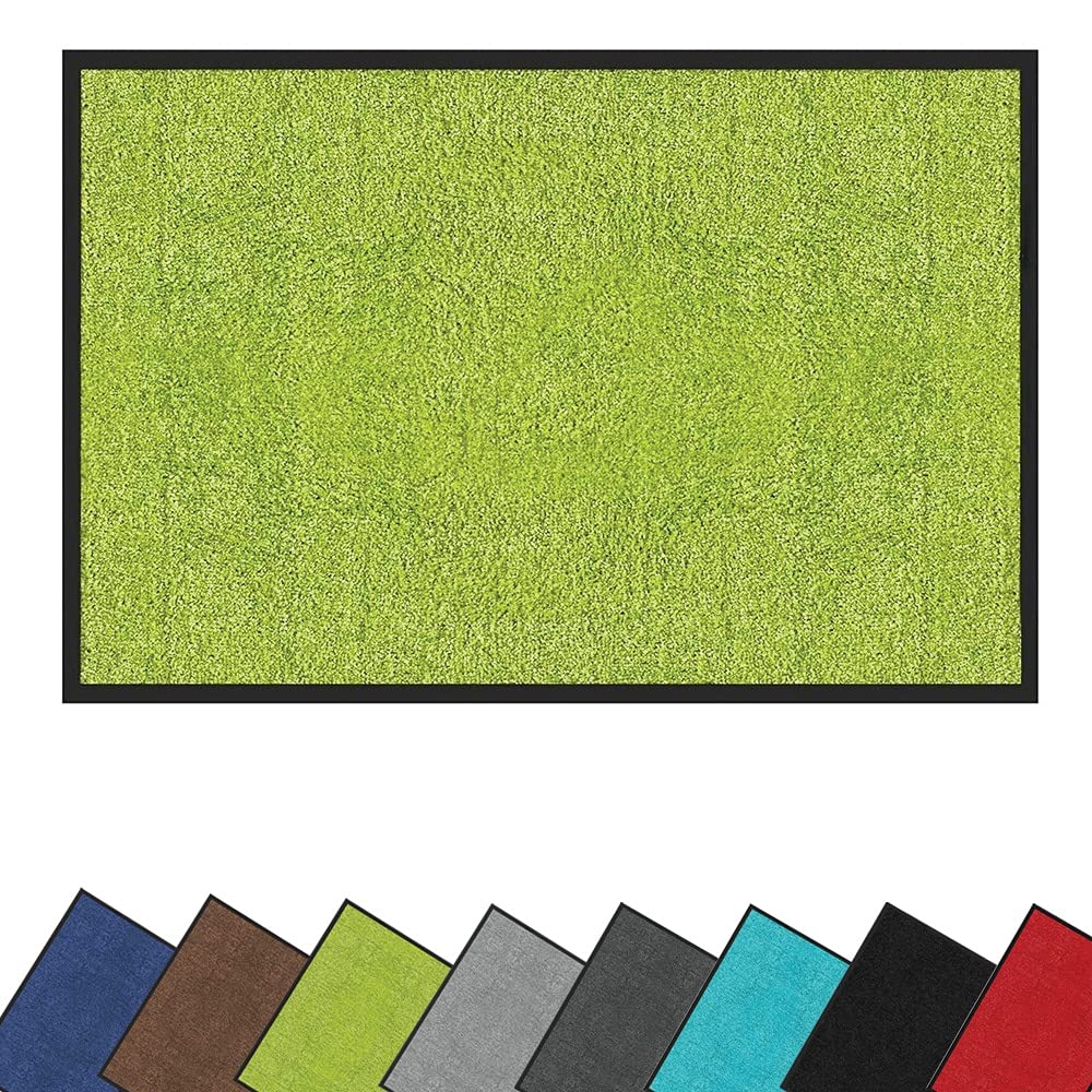 Heavy Duty Non-Slip Dirt Trapper Door Mat Barrier Mat for Entrance Indoor and Outdoor Floor Carpet (Lime Green, 60 x 90 cm)