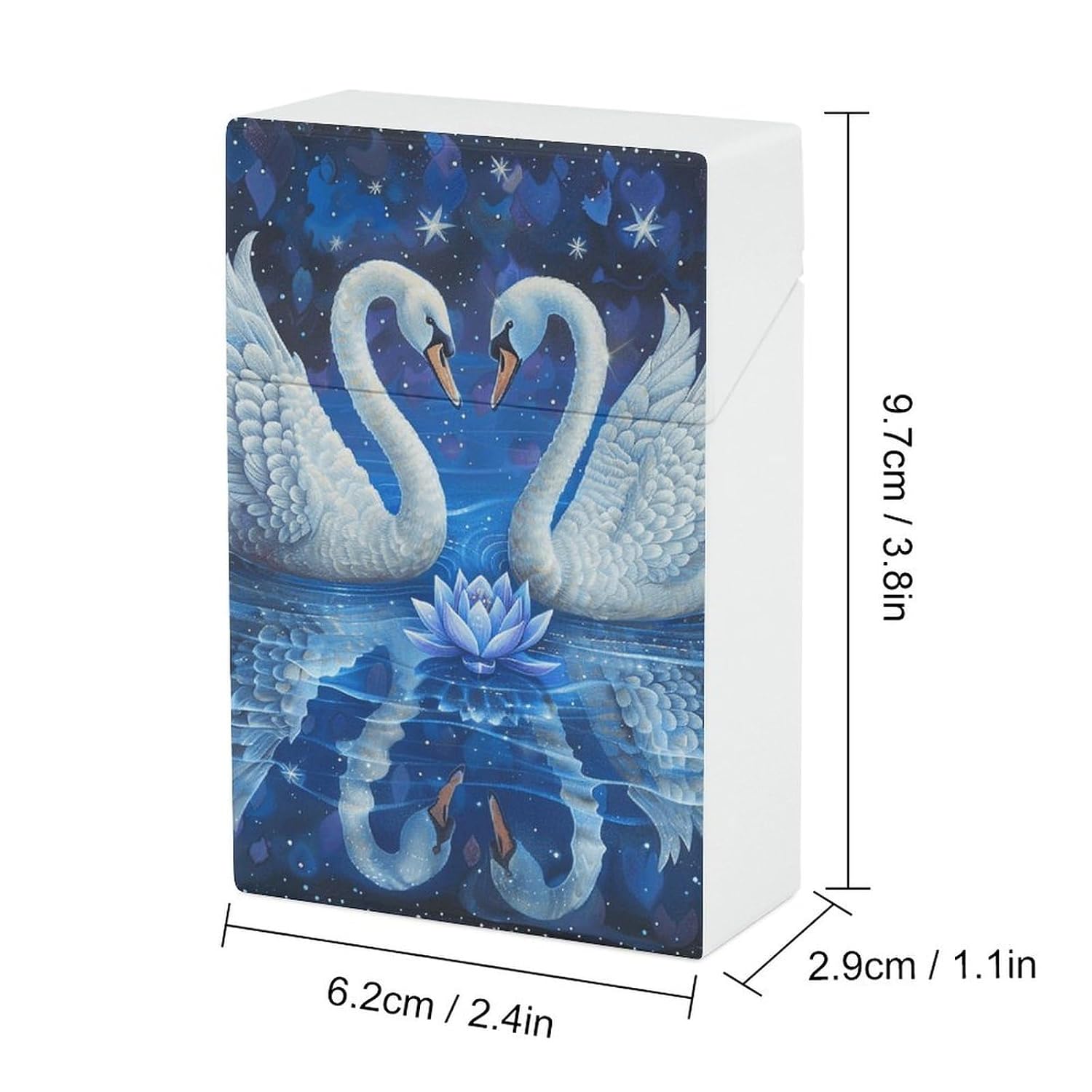 Two White Swans Cigarette Case with Switch Flip Closure, Cigarette Holder Case for Men Women, Cigarettes Smoking Accessories, Plastic Box for Smoke, Cigarette Hard Box Holder