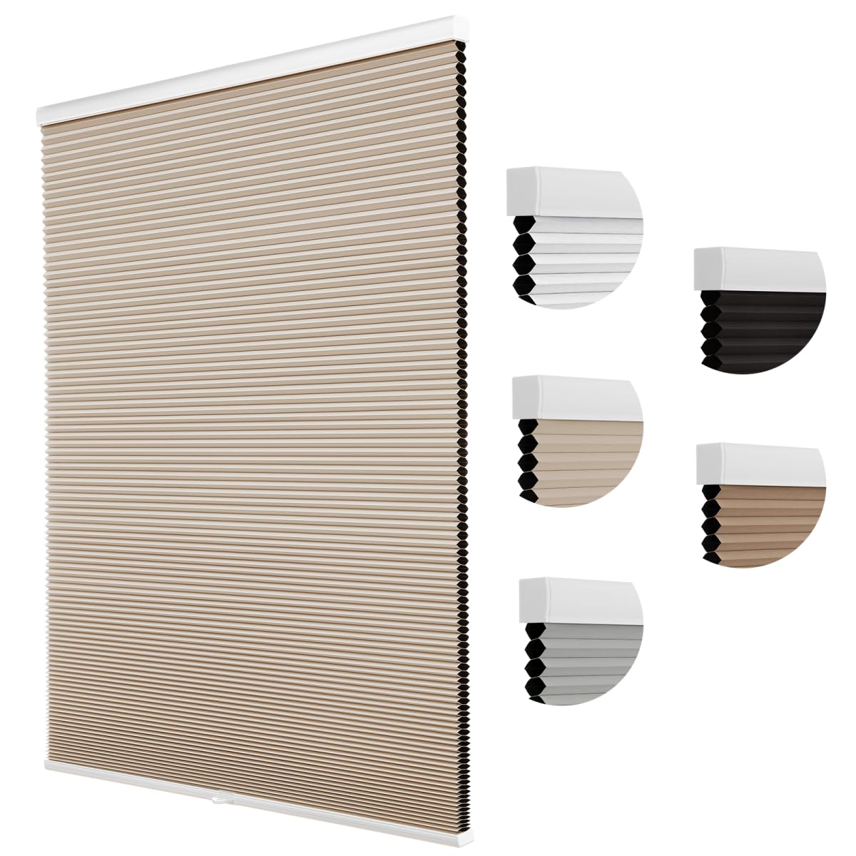 MYshade Cordless Cellular Window Shades No Tools No Drill Blackout Blinds for Indoor Windows Size 31" Wide X 72" Height Beige Room Darkening Window Blinds for Bedroom, Bathroom, Kitchen, Living Room